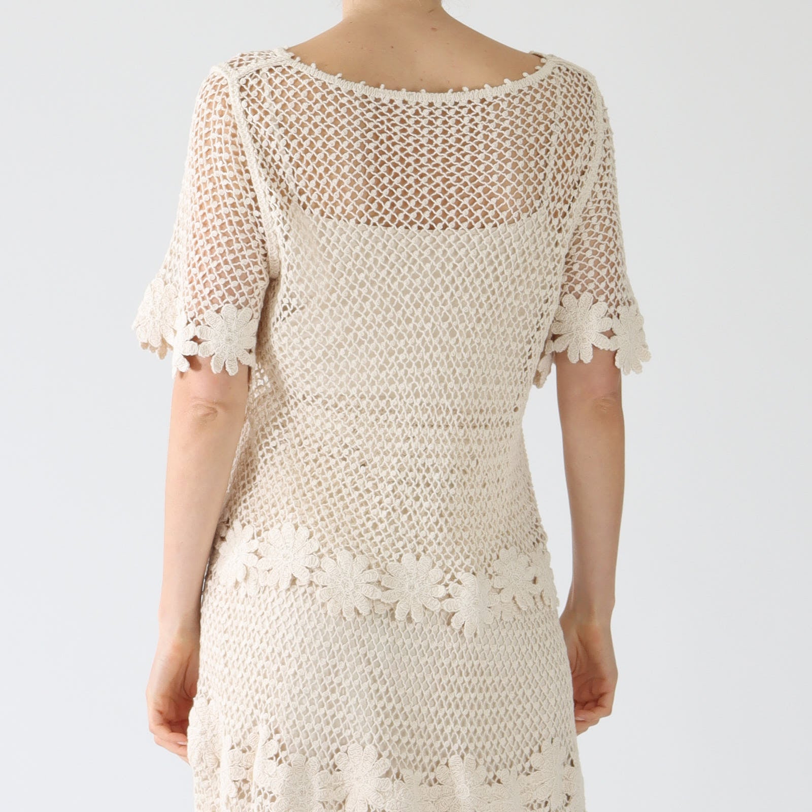 Natural Sabine Crochet Knit Top