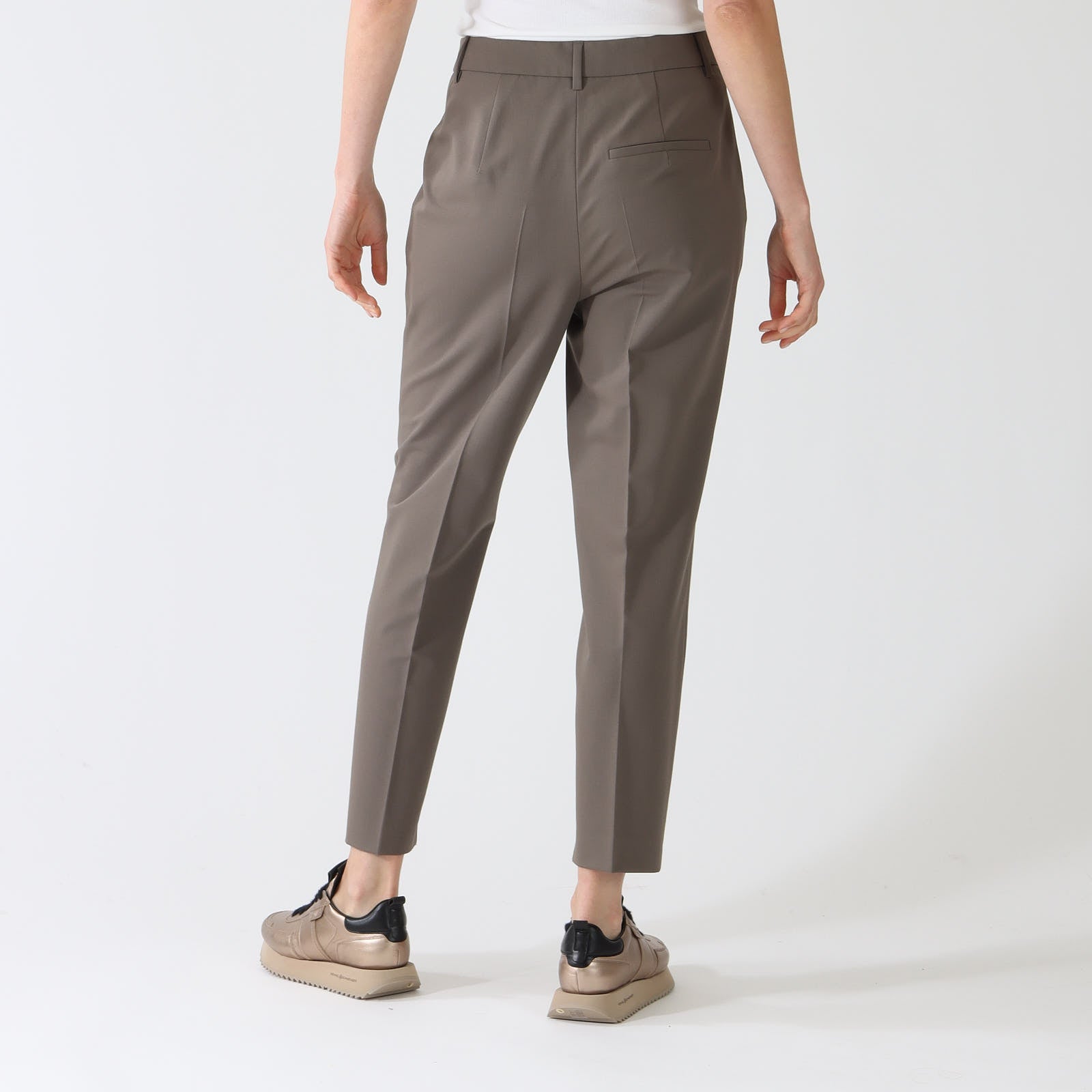 Taupe Techno Wool Tapered Pants