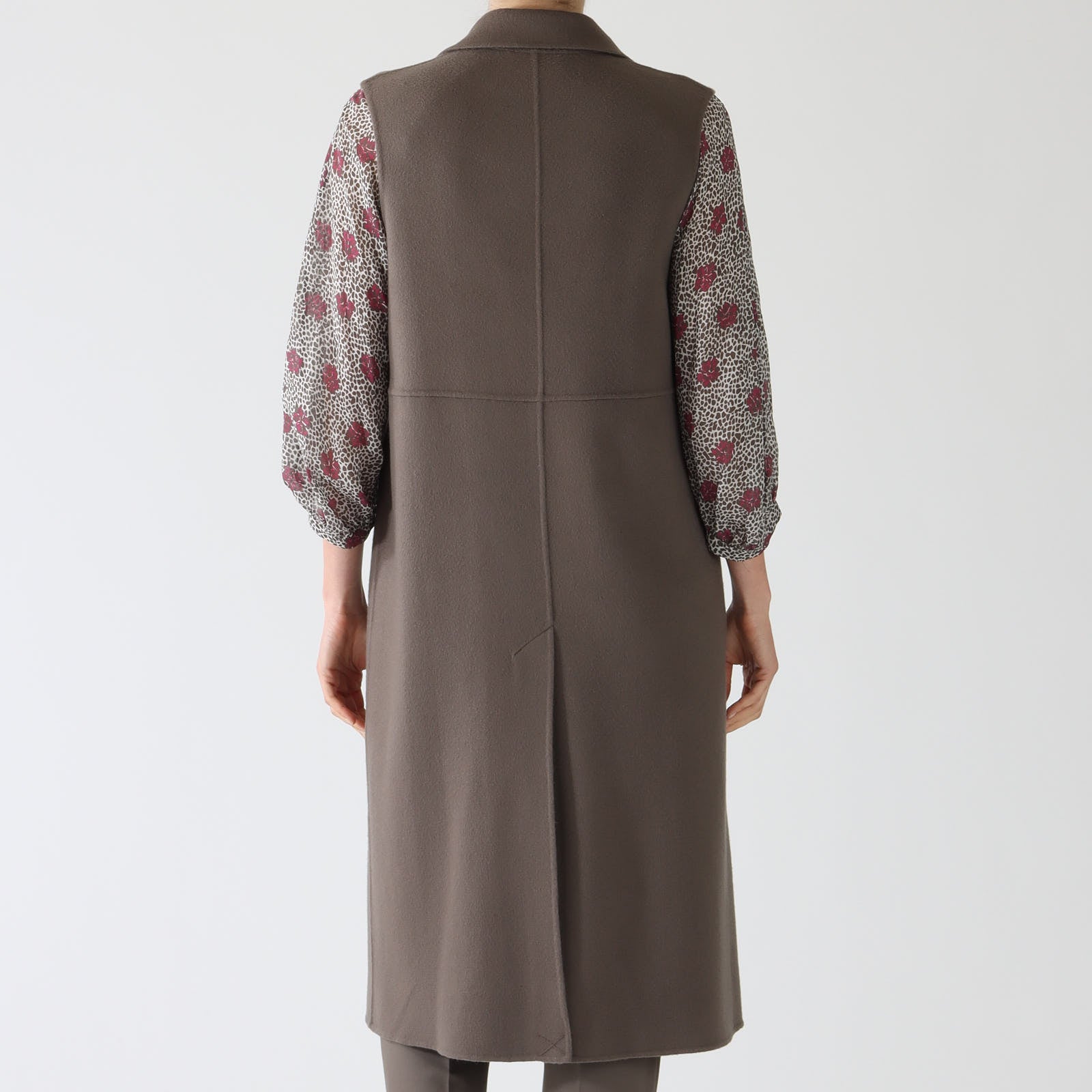 Taupe Doubleface Sleeveless Coat