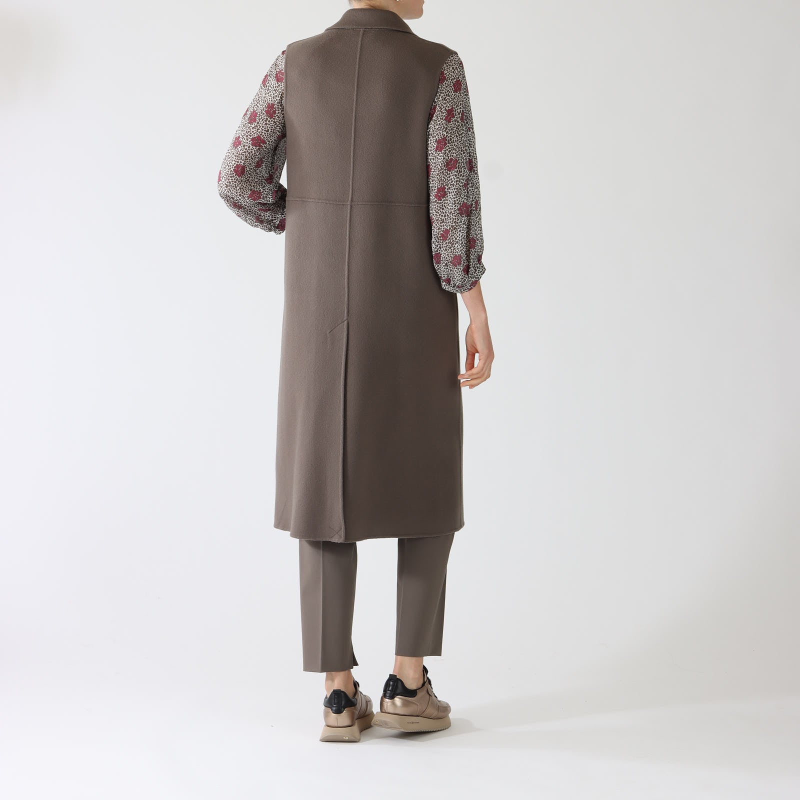 Taupe Doubleface Sleeveless Coat