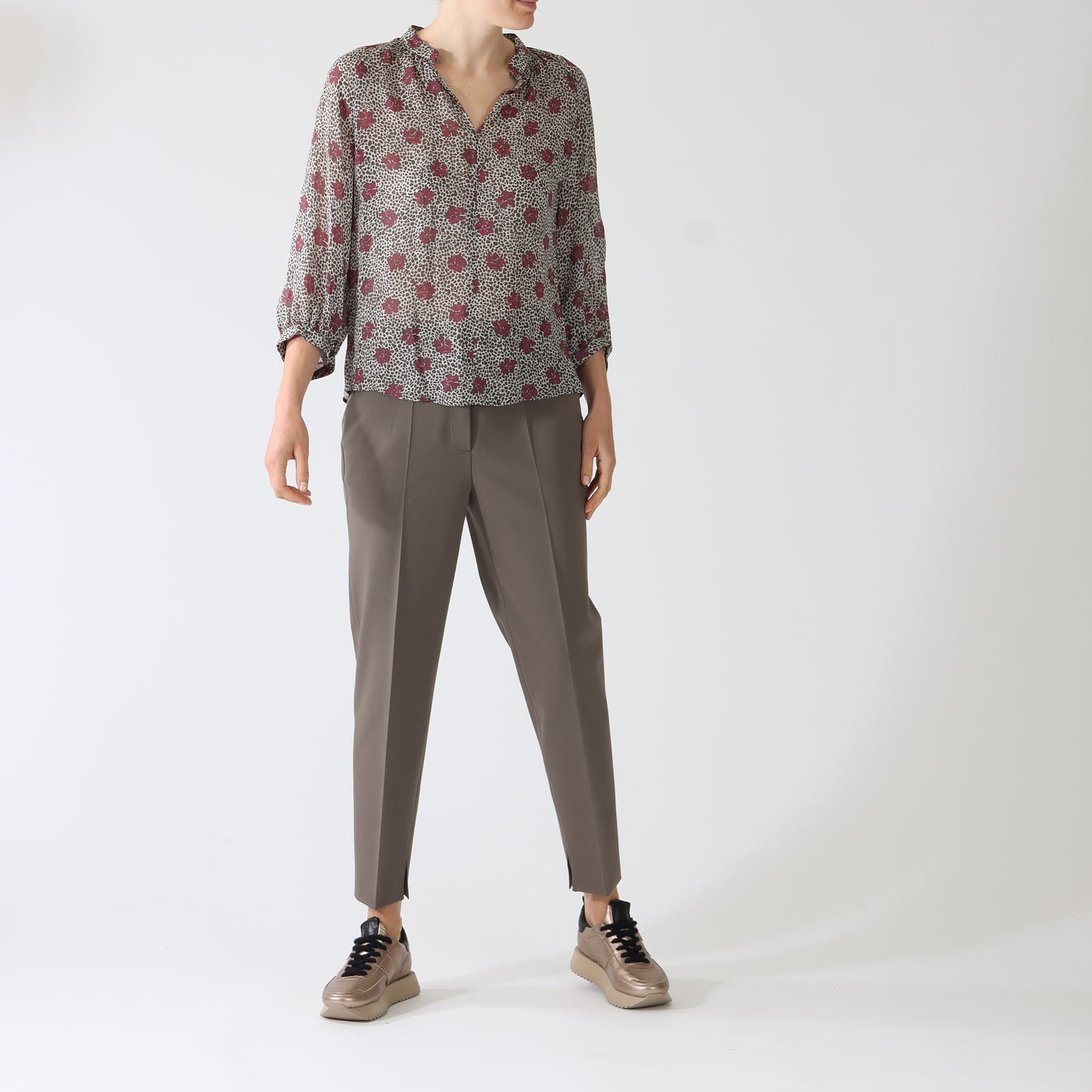 Taupe Techno Wool Tapered Pants