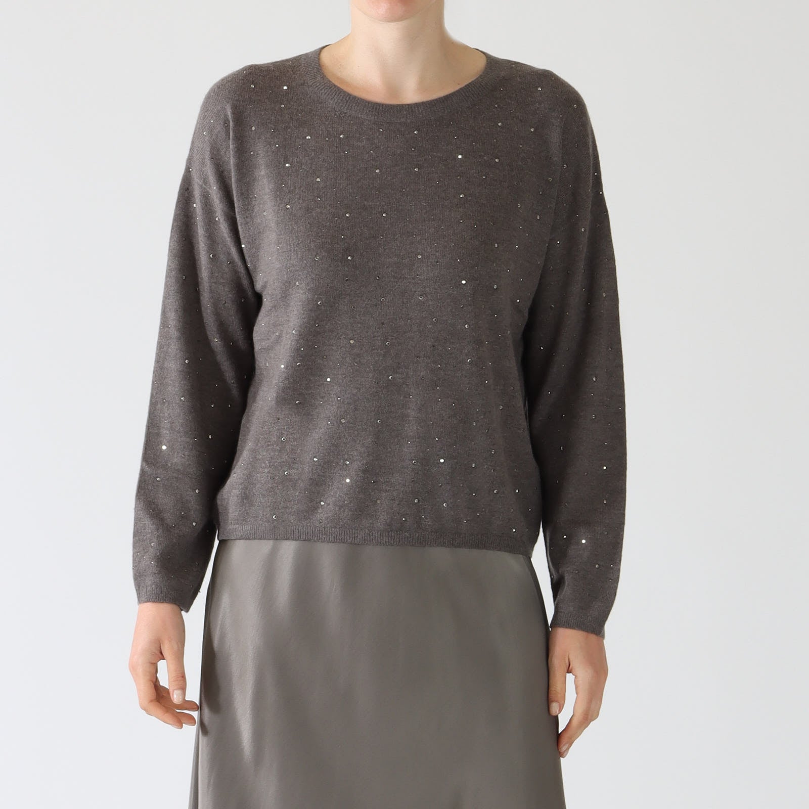 Taupe Rhinestone Sweater