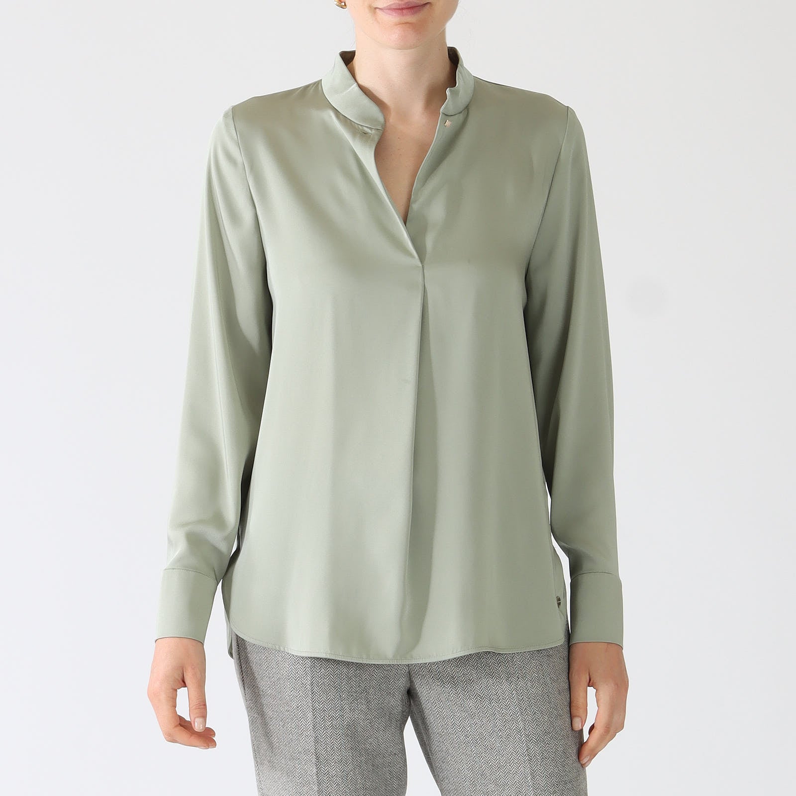 Frozen Sage V-Neck Blouse