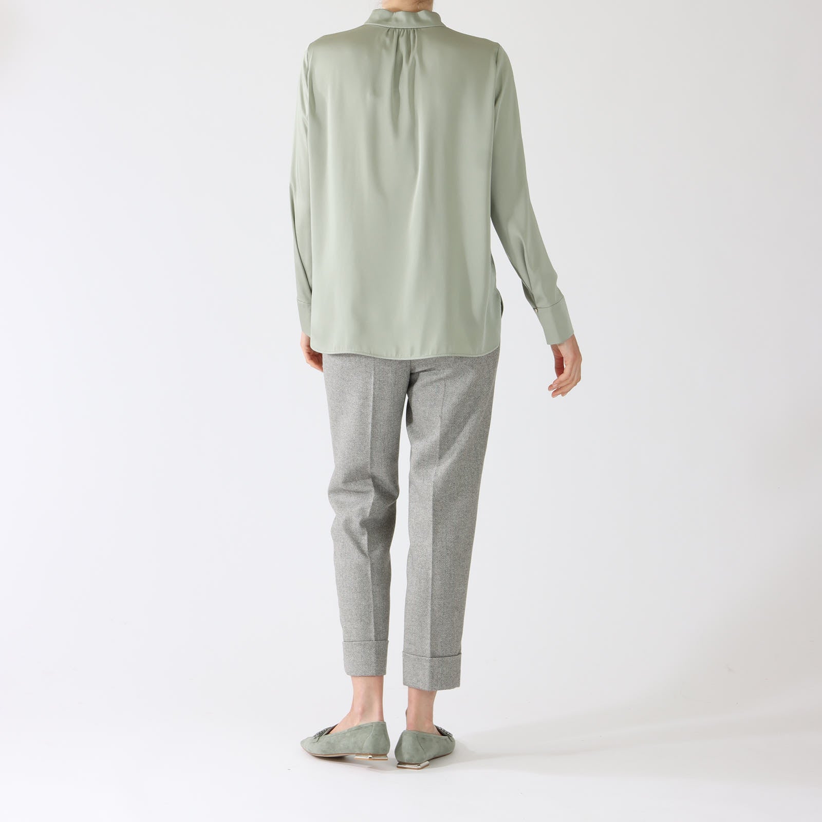 Frozen Sage V-Neck Blouse