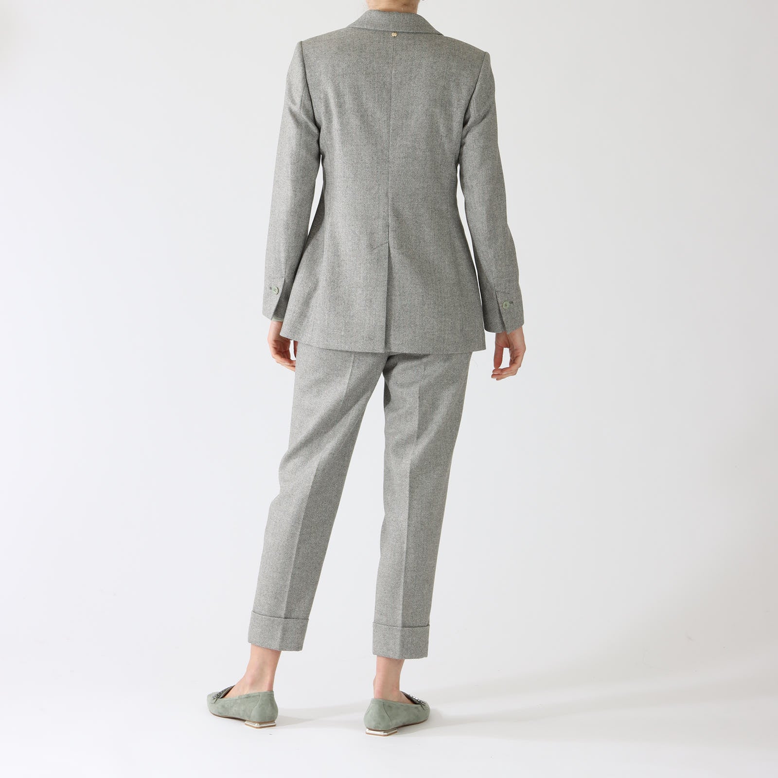 Frozen Sage Fordon Herringbone Turn-Up Pants