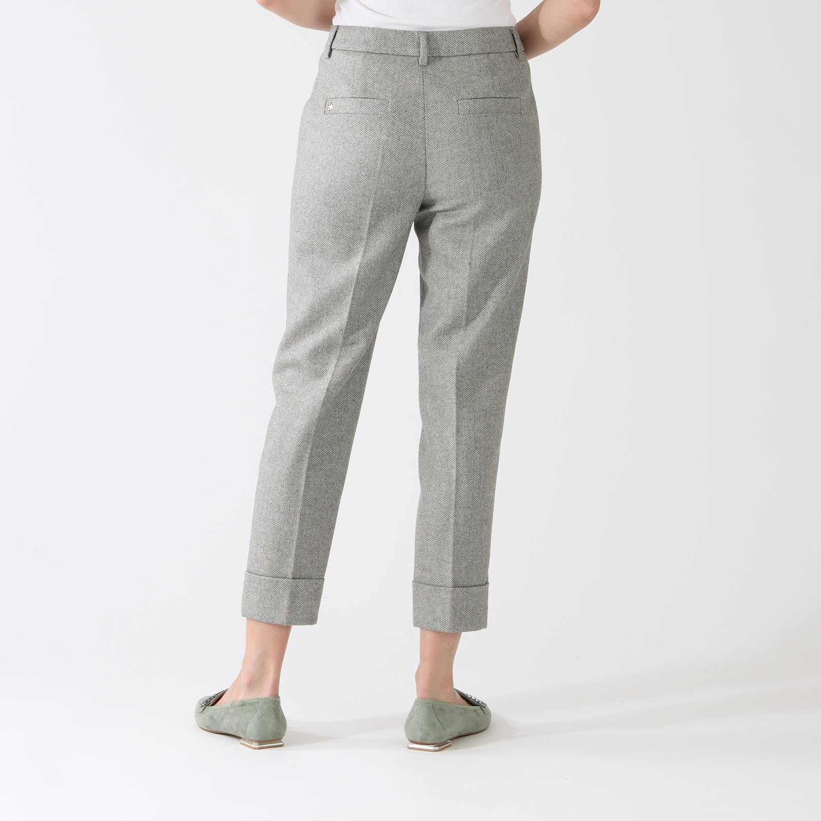 Frozen Sage Fordon Herringbone Turn-Up Pants