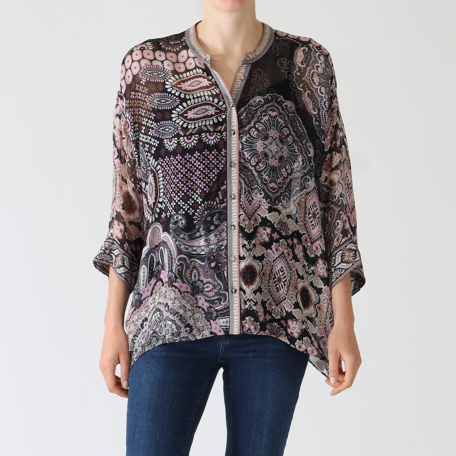 Black Brinley Printed Blouse