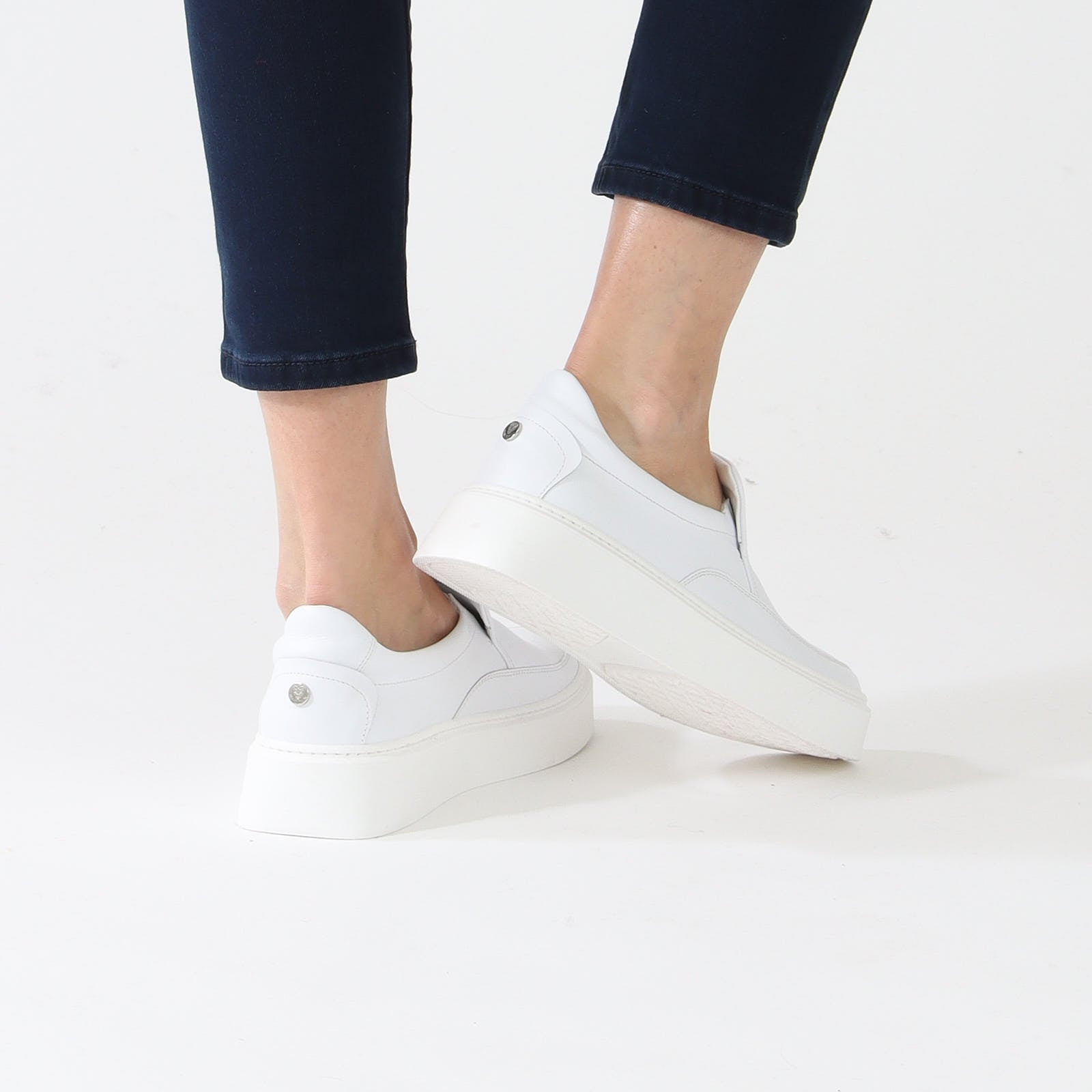 White Leather Slip-On Sneakers