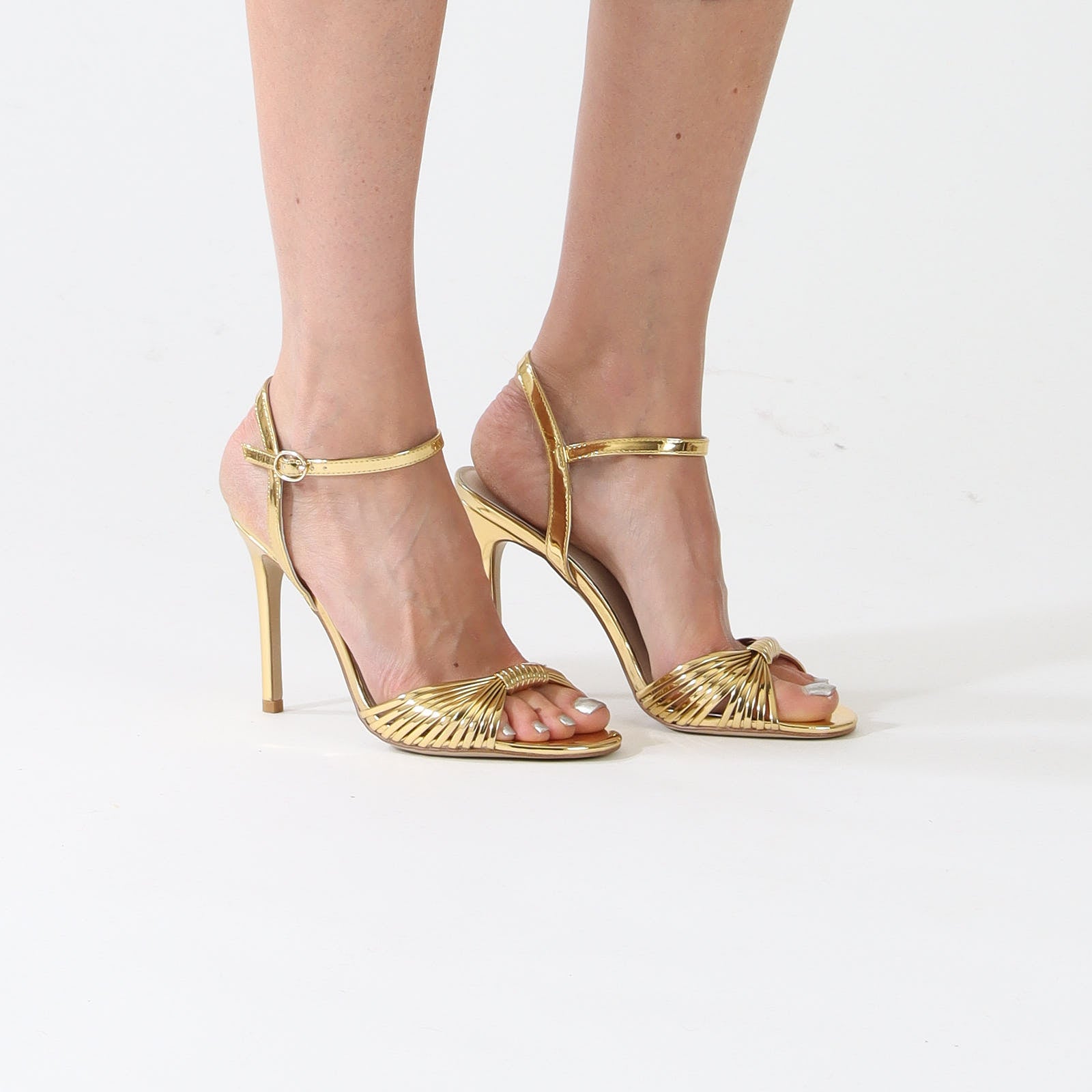 Light Gold Stiletto Heeled Sandals