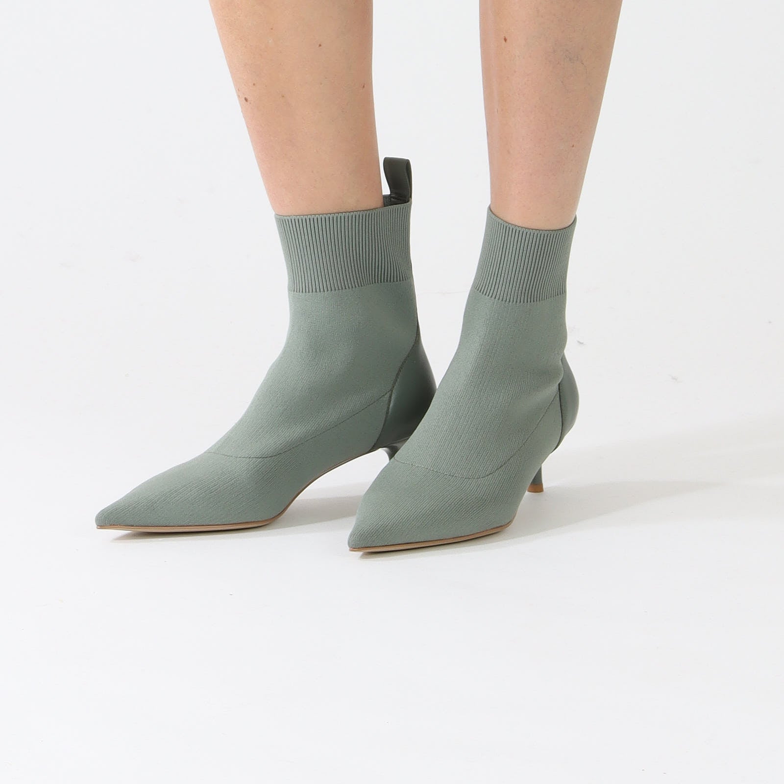 Frozen Sage Knit Stiletto Bootie