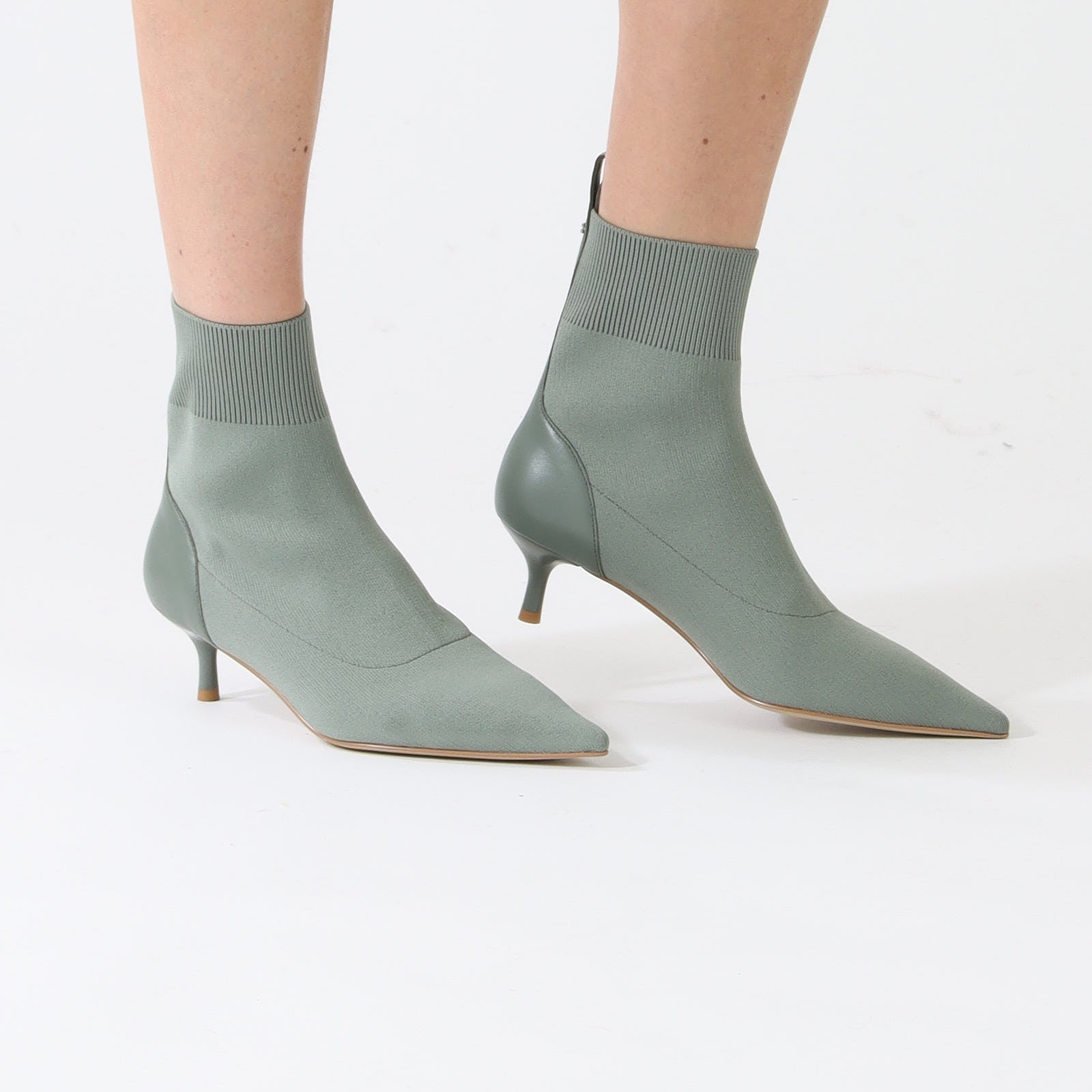 Frozen Sage Knit Stiletto Bootie