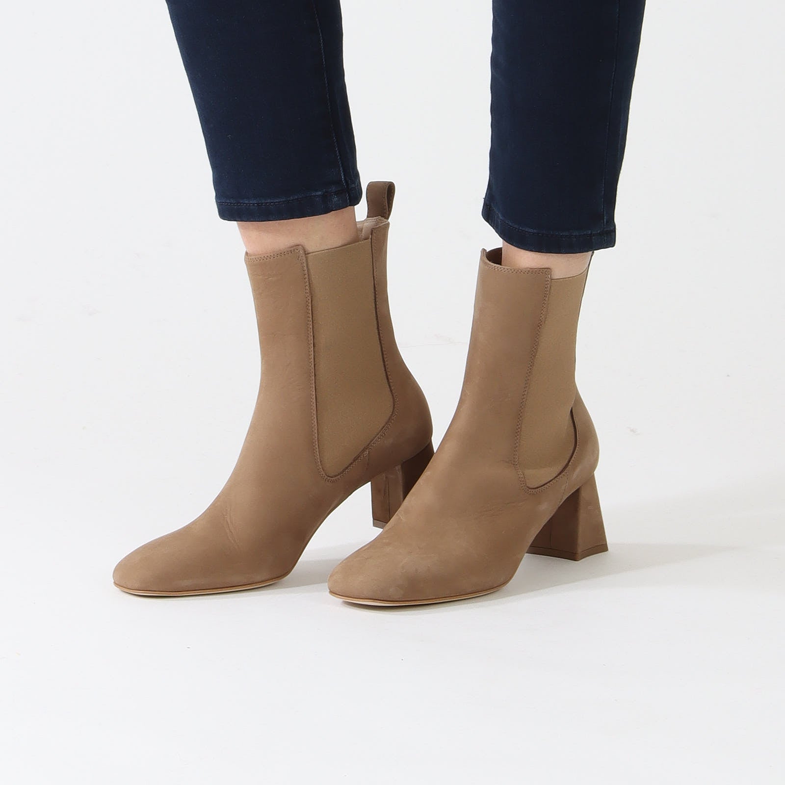 Bright Toffee Nubuck Heeled Ankle Boots