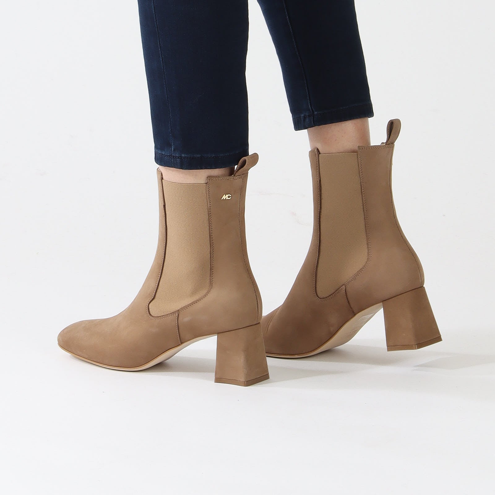 Bright Toffee Nubuck Heeled Ankle Boots