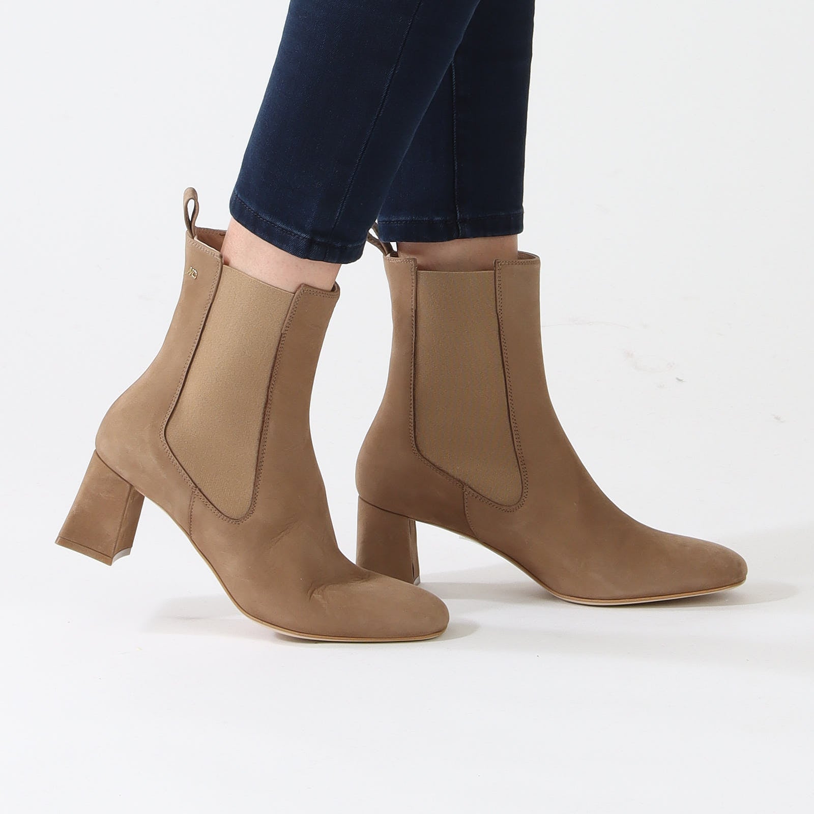 Bright Toffee Nubuck Heeled Ankle Boots