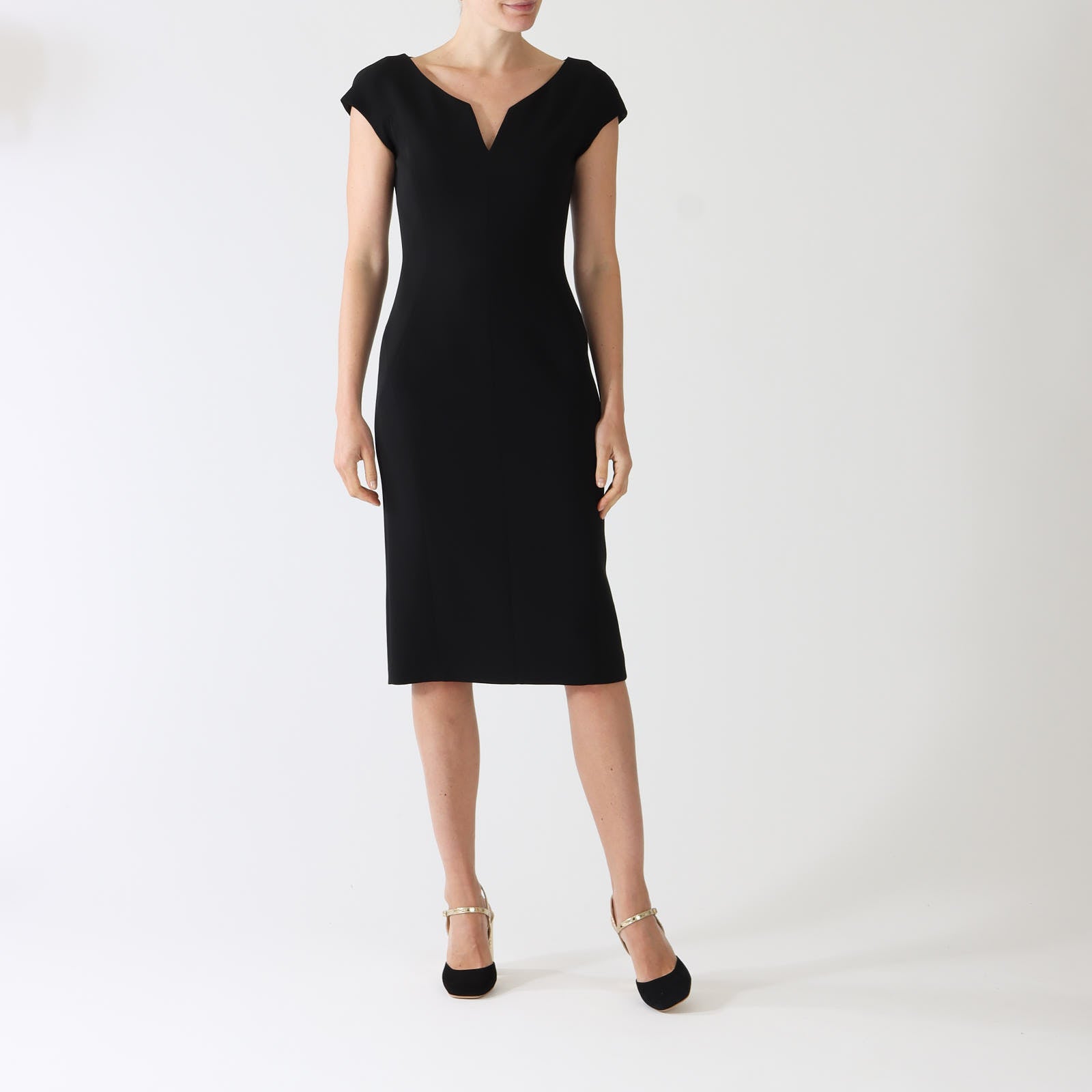 Visby Black Cady Midi Dress