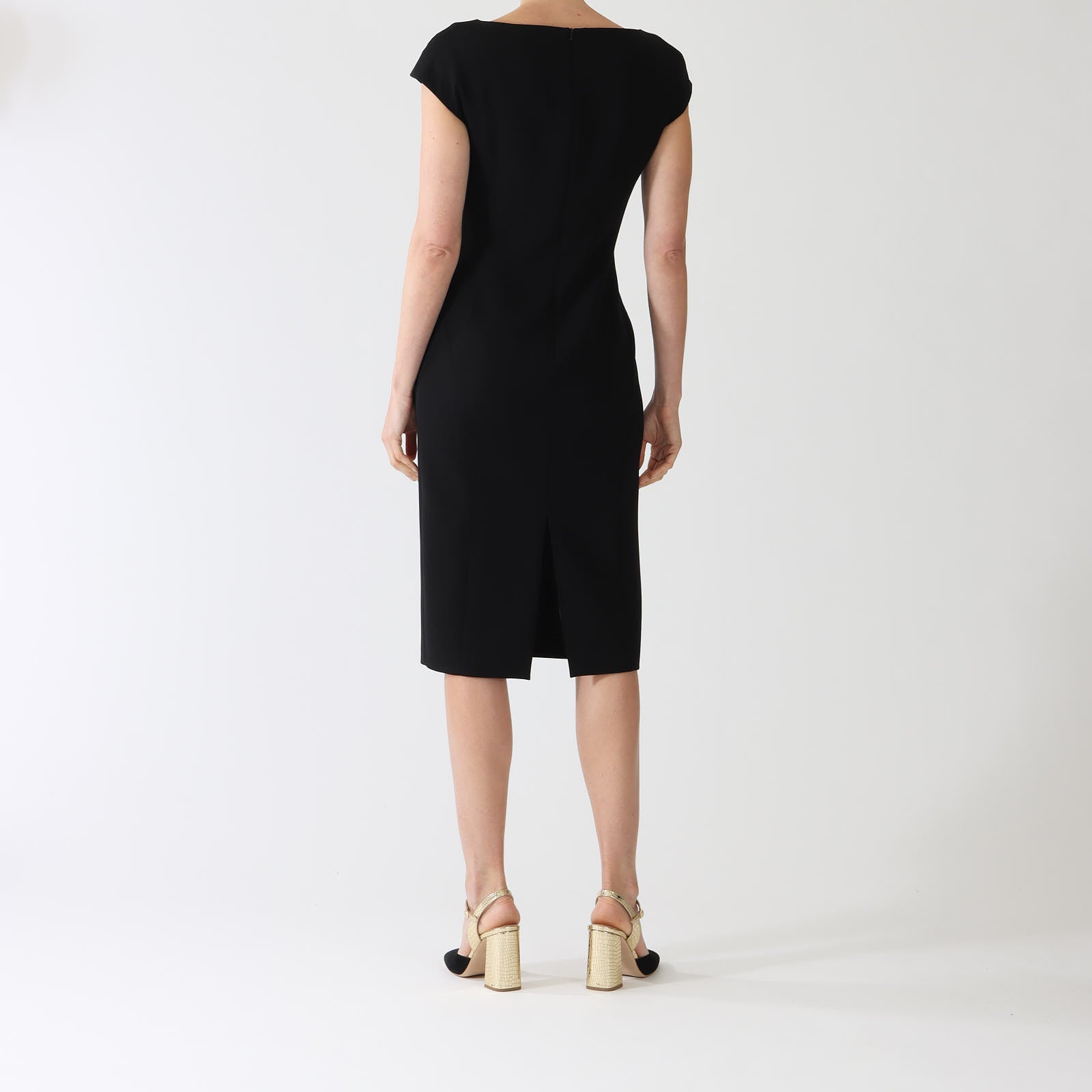 Visby Black Cady Midi Dress