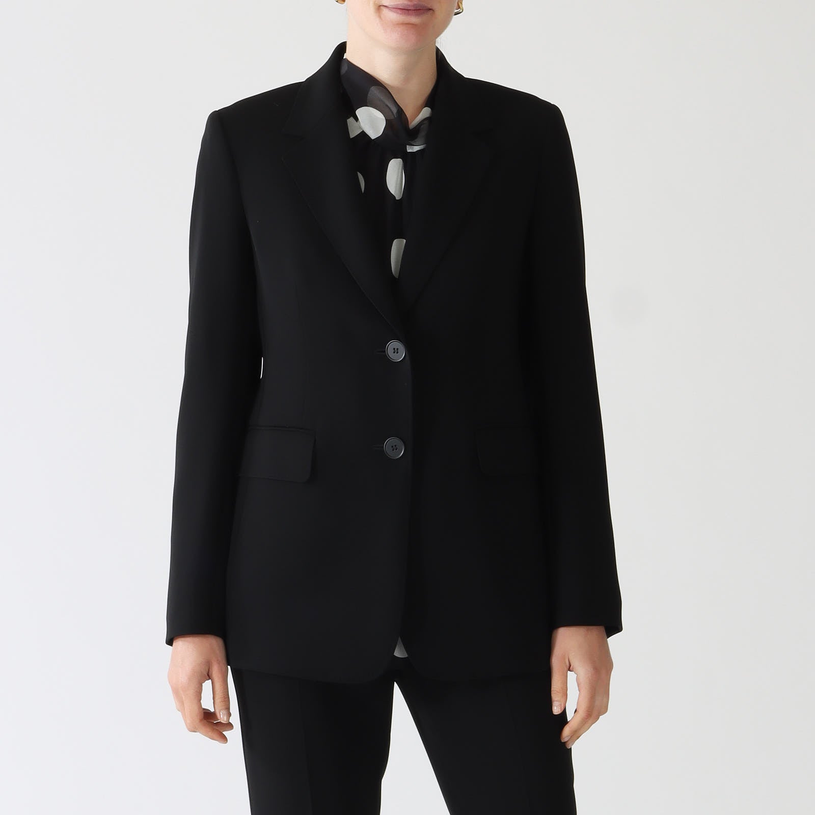 Black Linz Single-Breasted Cady Blazer