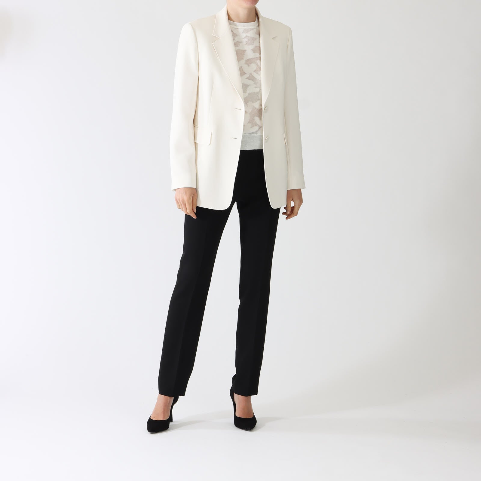 White Linz Single-Breasted Cady Blazer