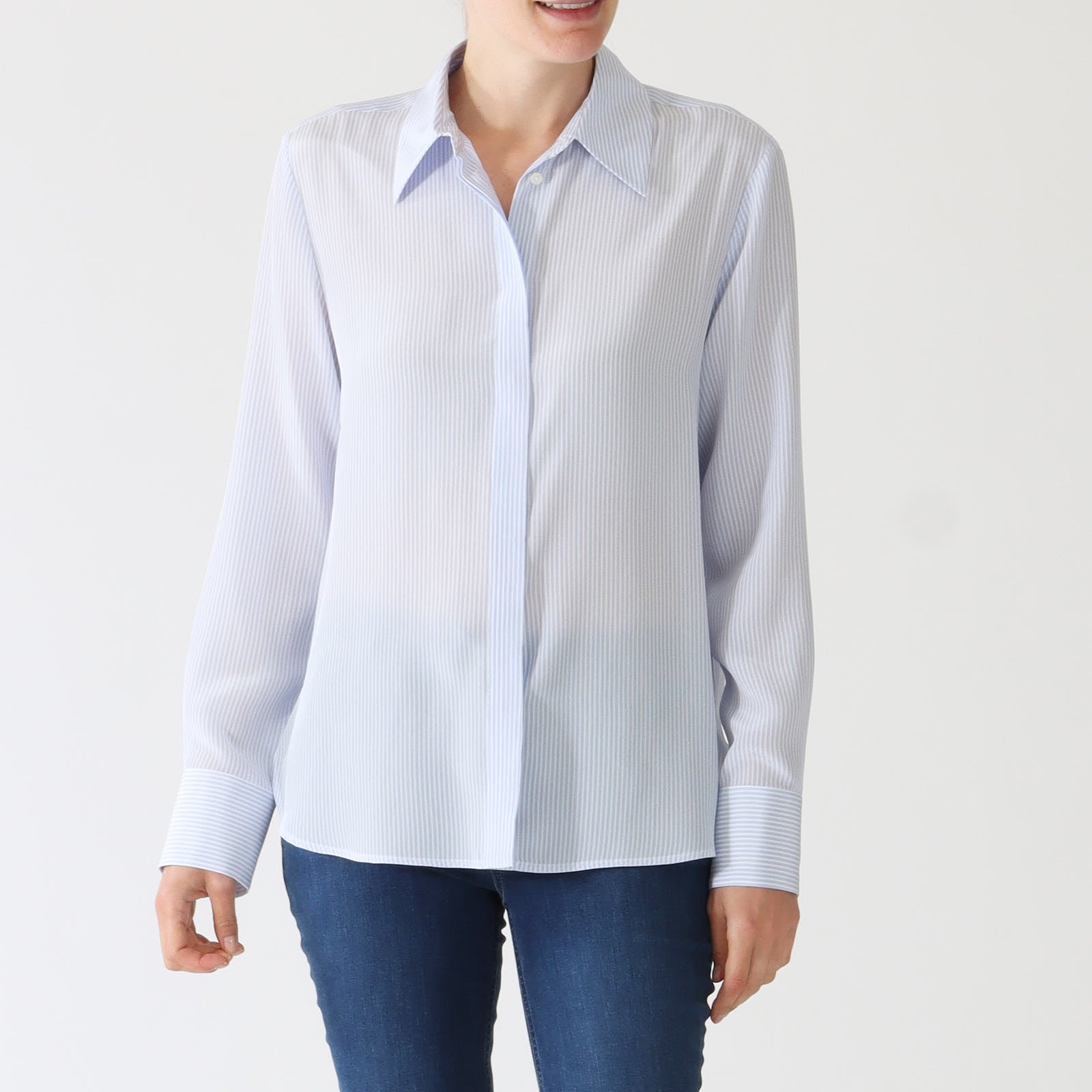 Light Blue Pagine Crêpe de Chine Shirt