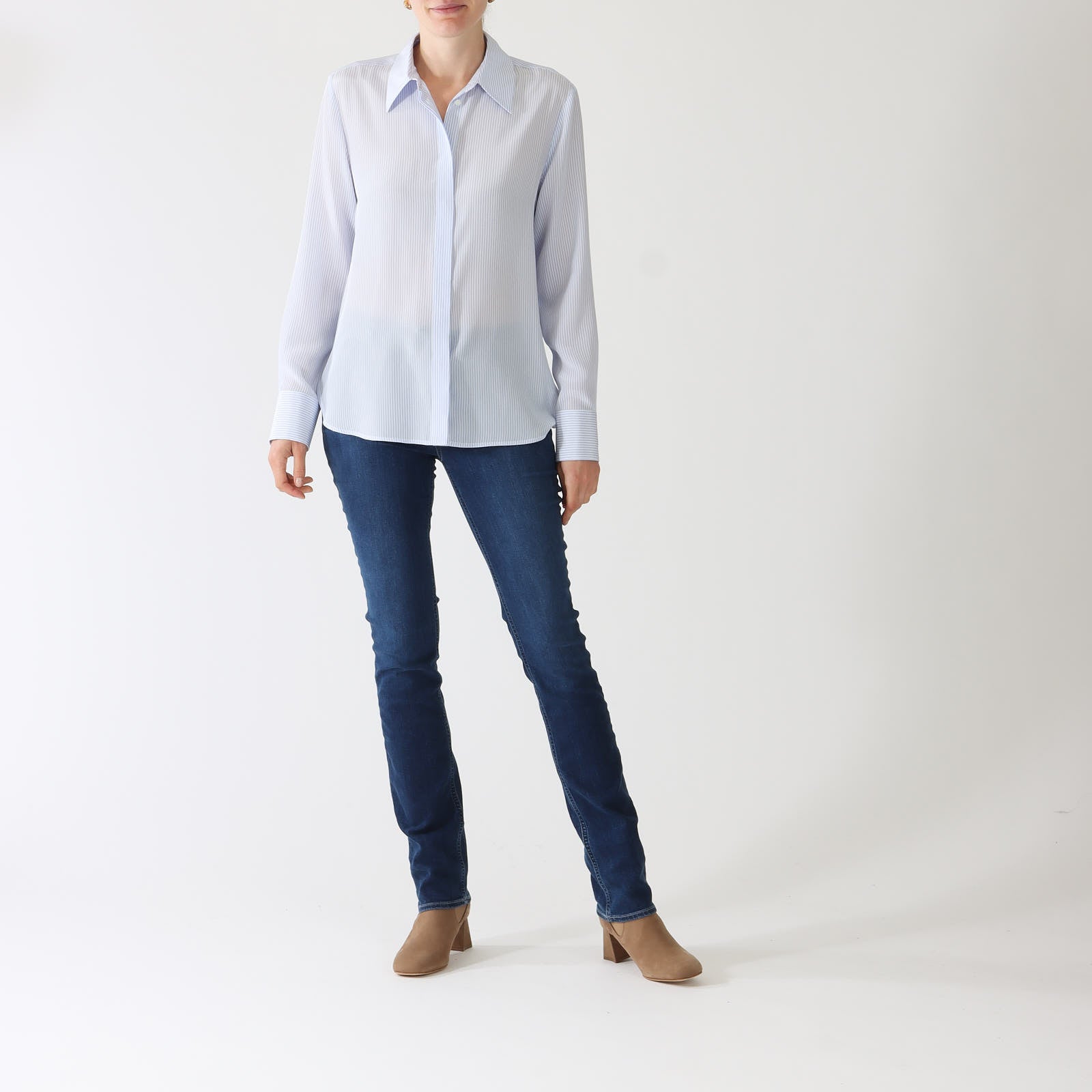 Light Blue Pagine Crêpe de Chine Shirt