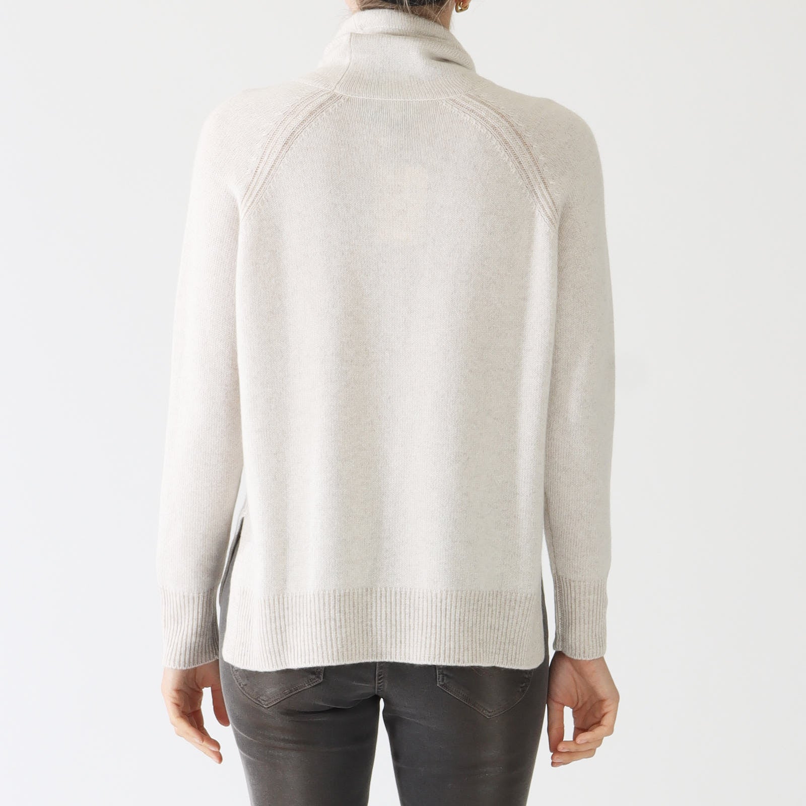 Pearl Mushroom Plaited Drawstring Cashmere Sweater