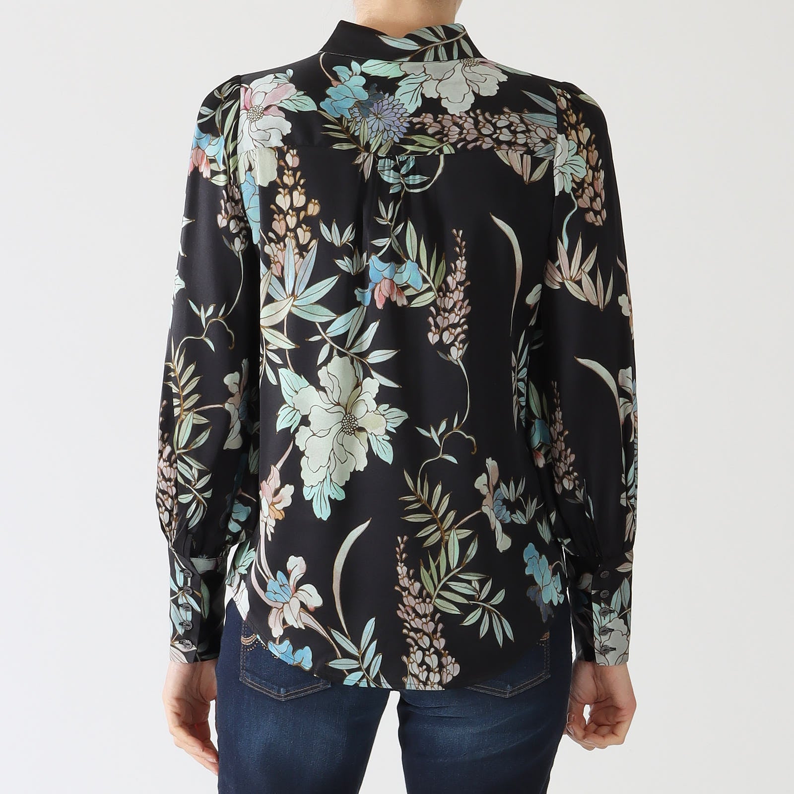 Cadence Mimosa Black Printed Silk Shirt