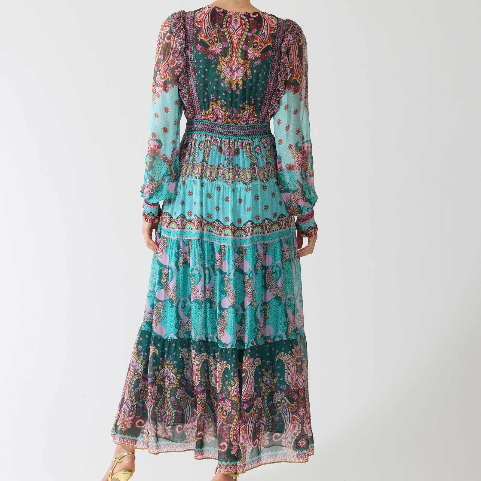 Teal Nylah Printed Maxi Dress