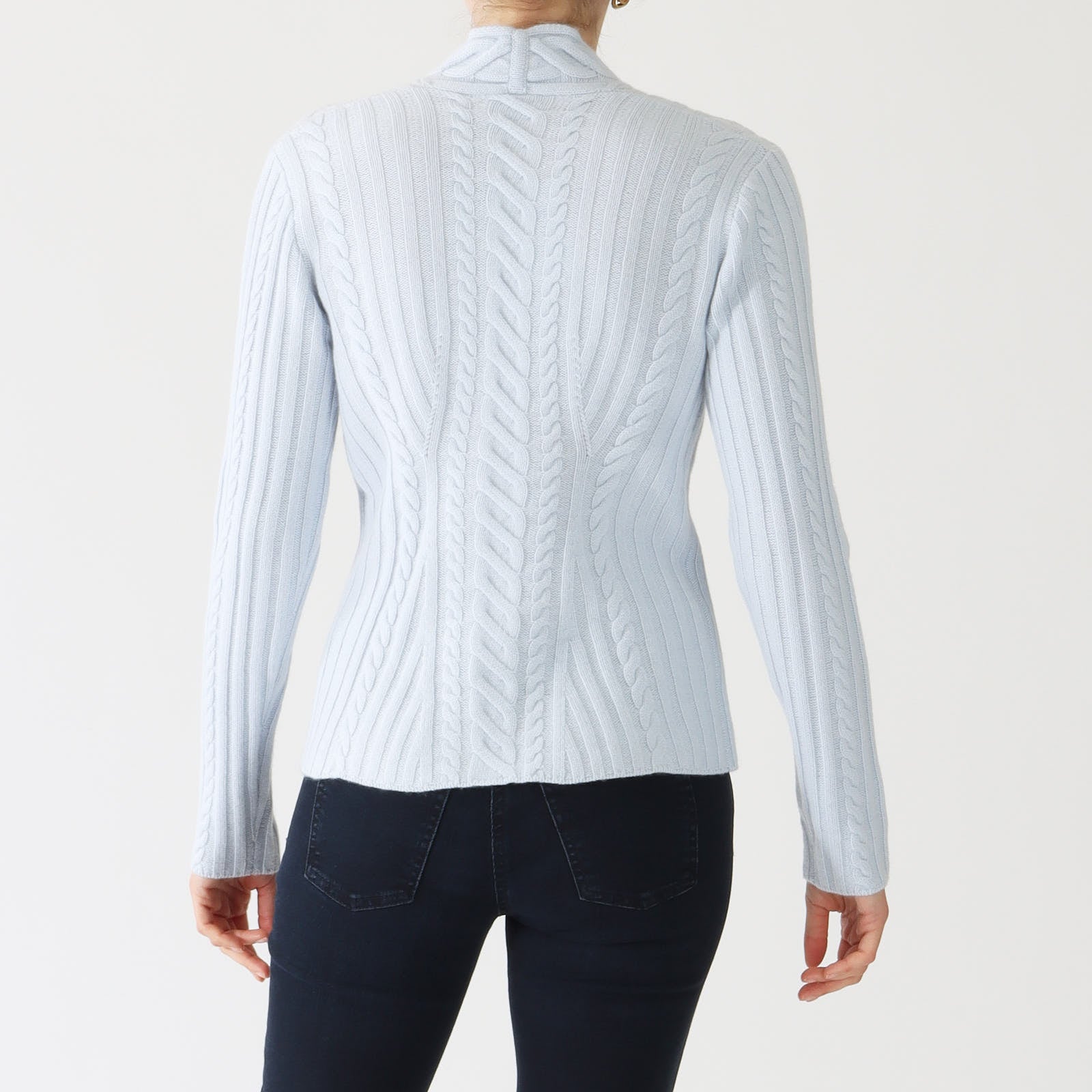 Celeste Luxe Cable Vee Cashmere Sweater