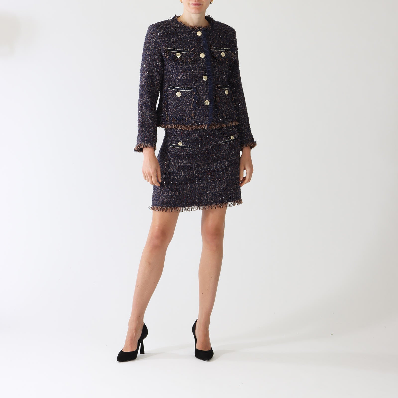 Navy Malani Tweed Bouclé Jacket