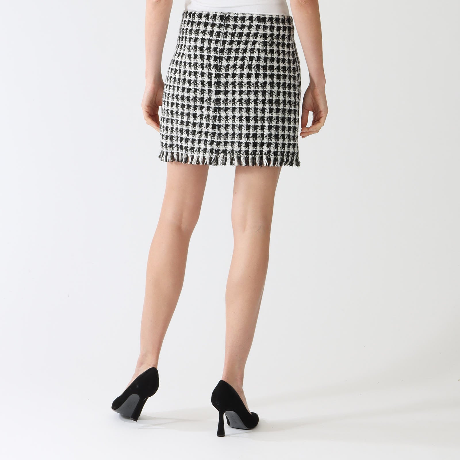 Black & White Paislee Tweed Bouclé Skirt