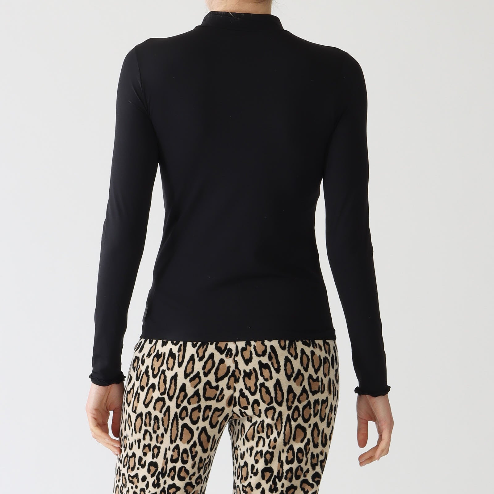 Black Second Skin Polo Neck Top