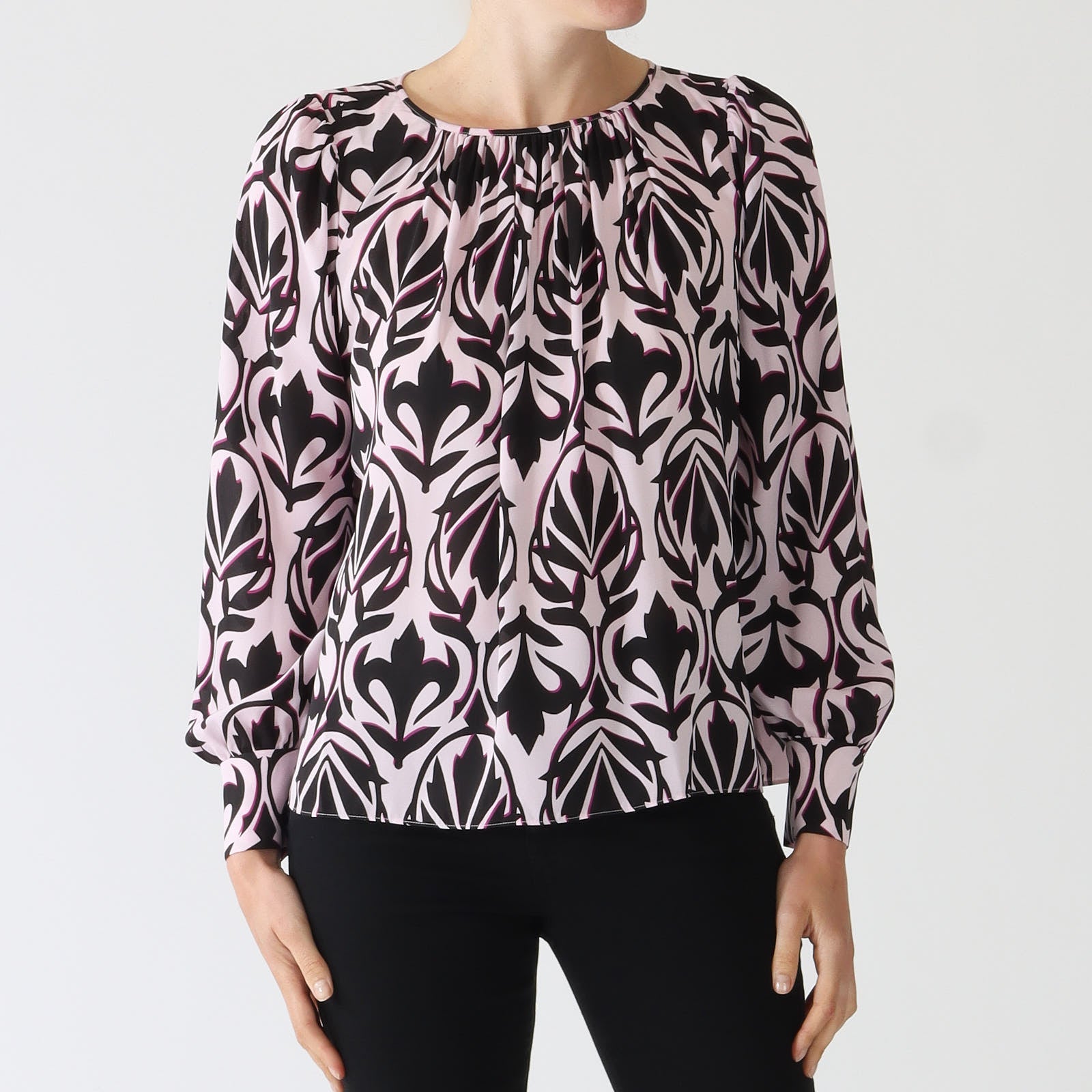 Bright Rose Tan Tangy Print Blouse