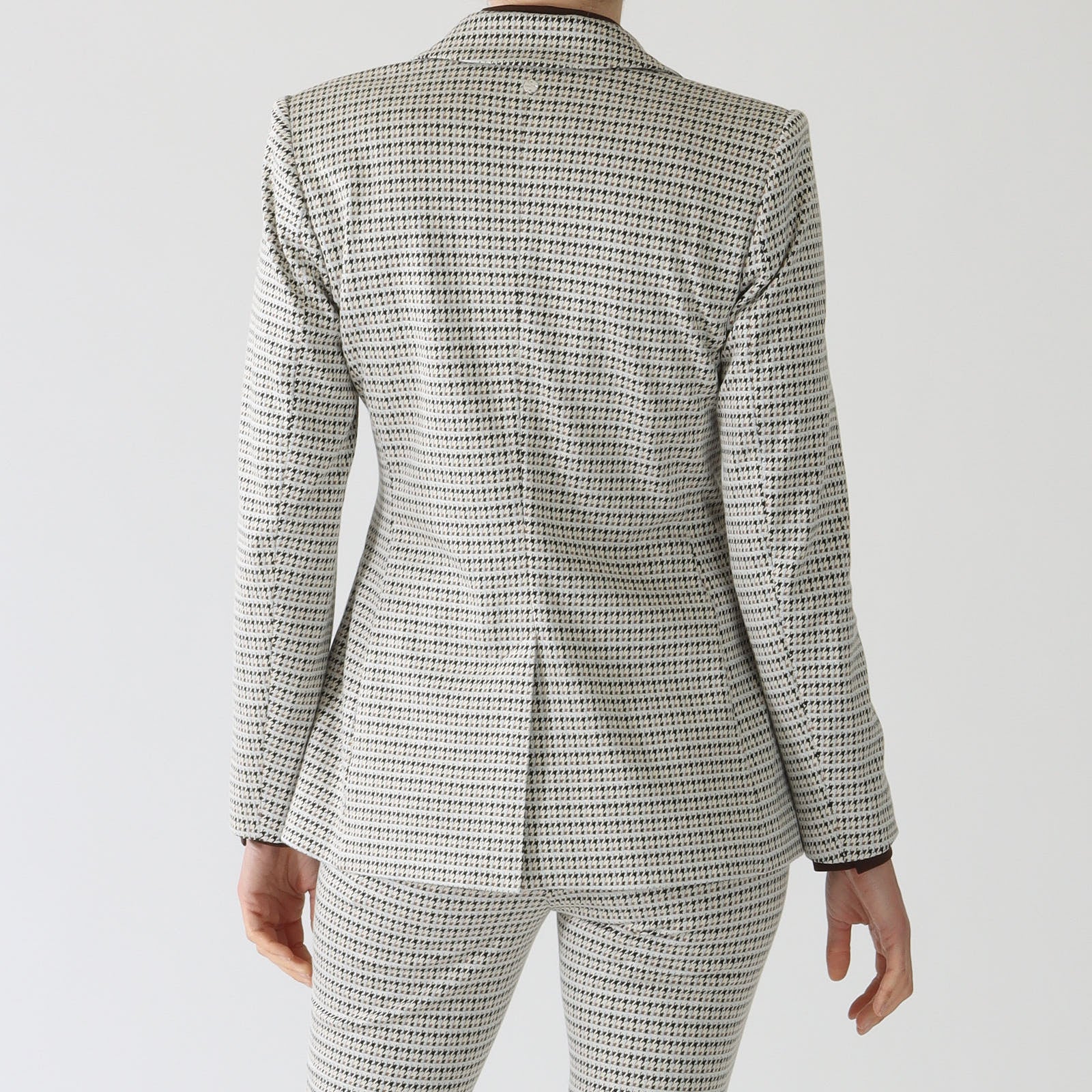 Smoke Houndstooth Single Breasted Blazer