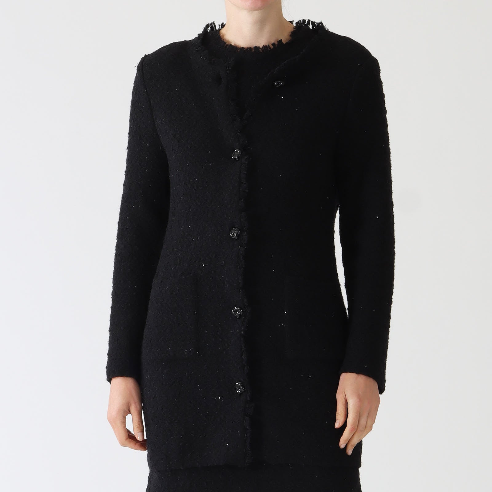 Black Lurex Bouclé Knit Cardigan