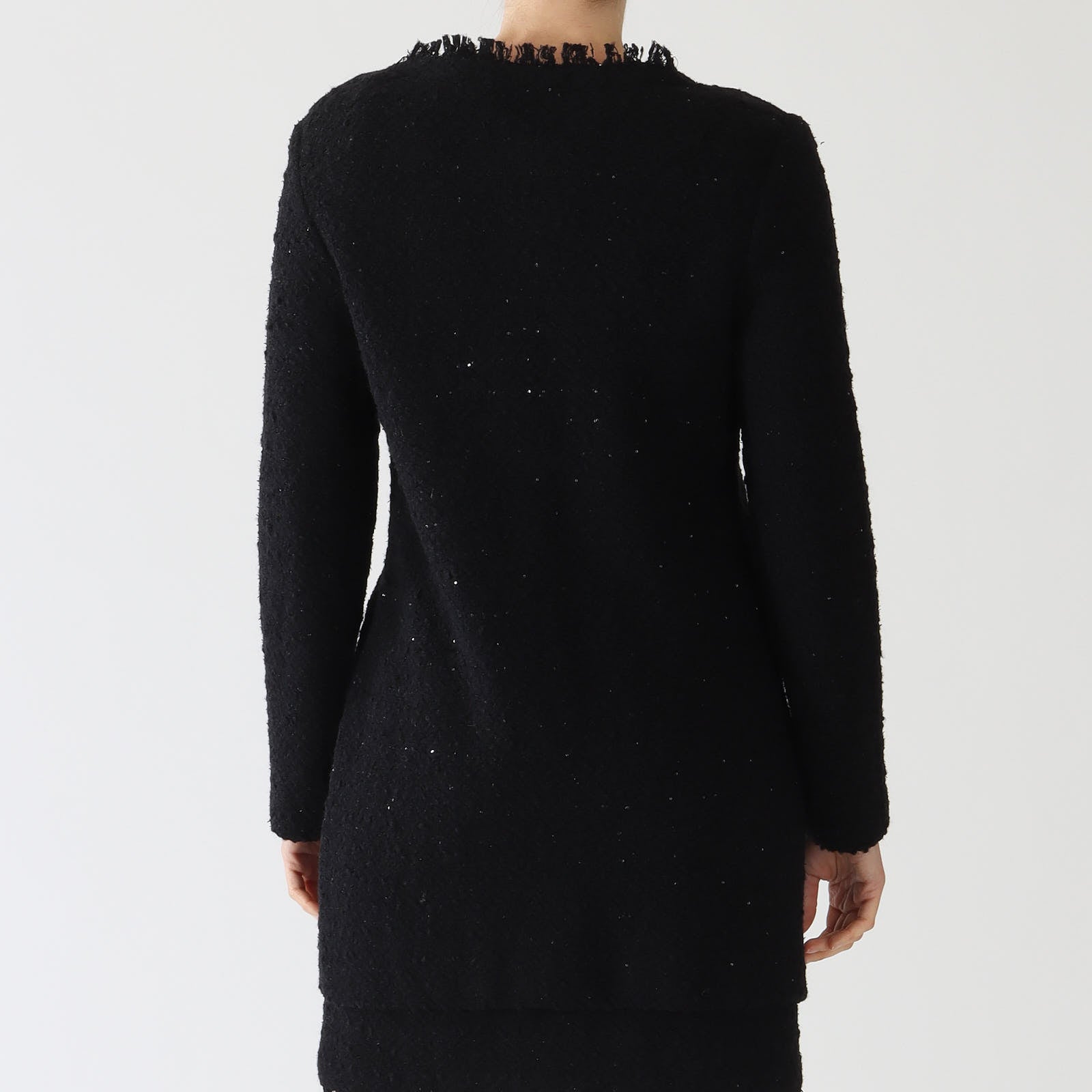 Black Lurex Bouclé Knit Cardigan