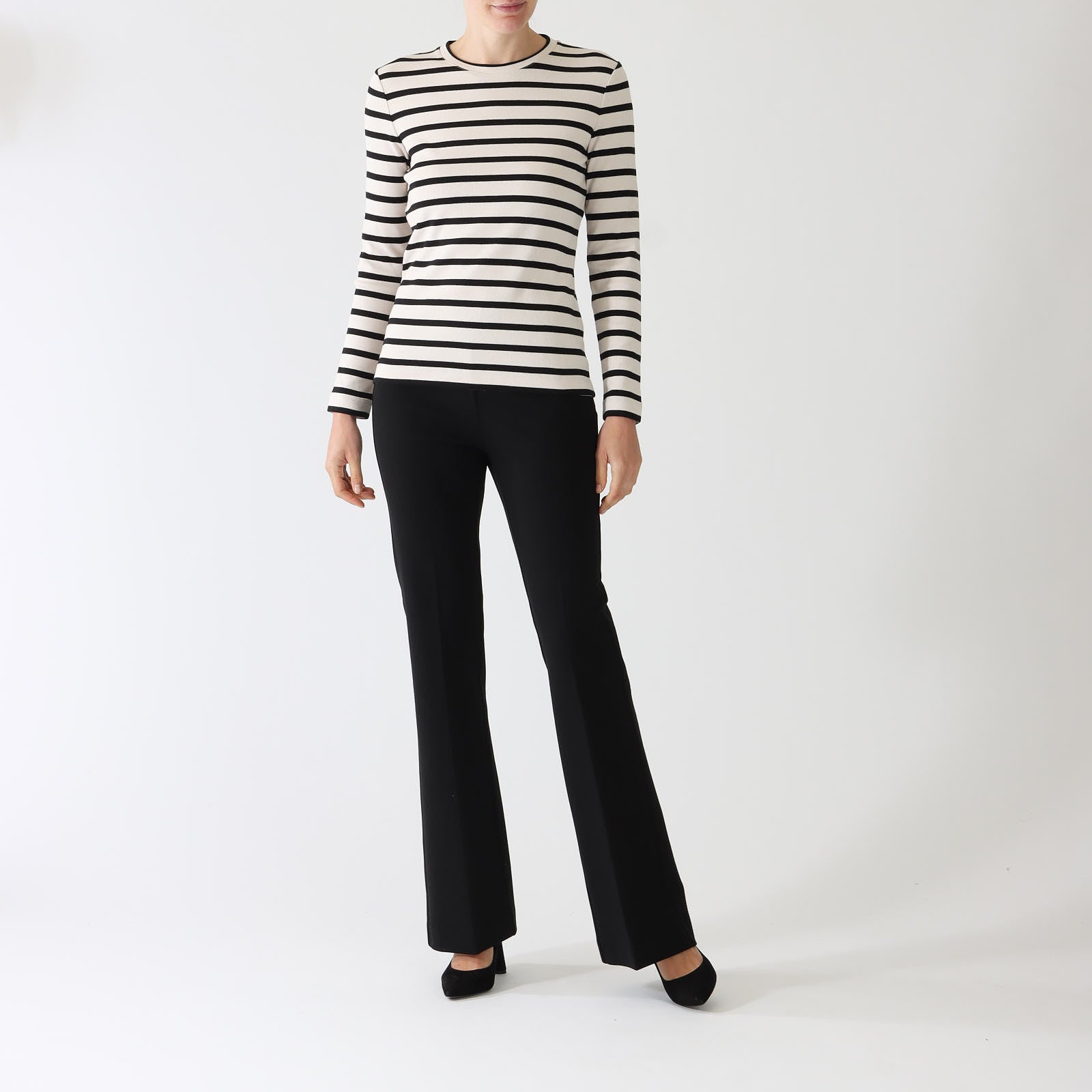 Eggshell & Black Striped T-Shirt