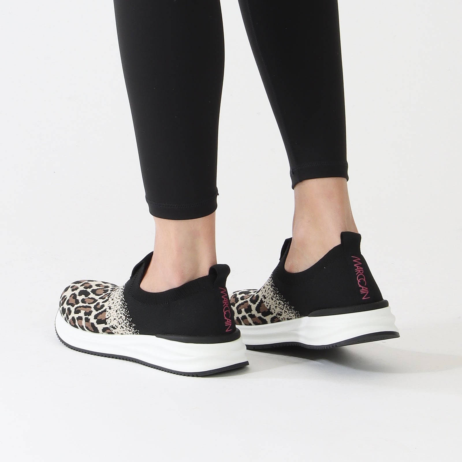 Bright Toffee Leo Print Knitted Sneakers