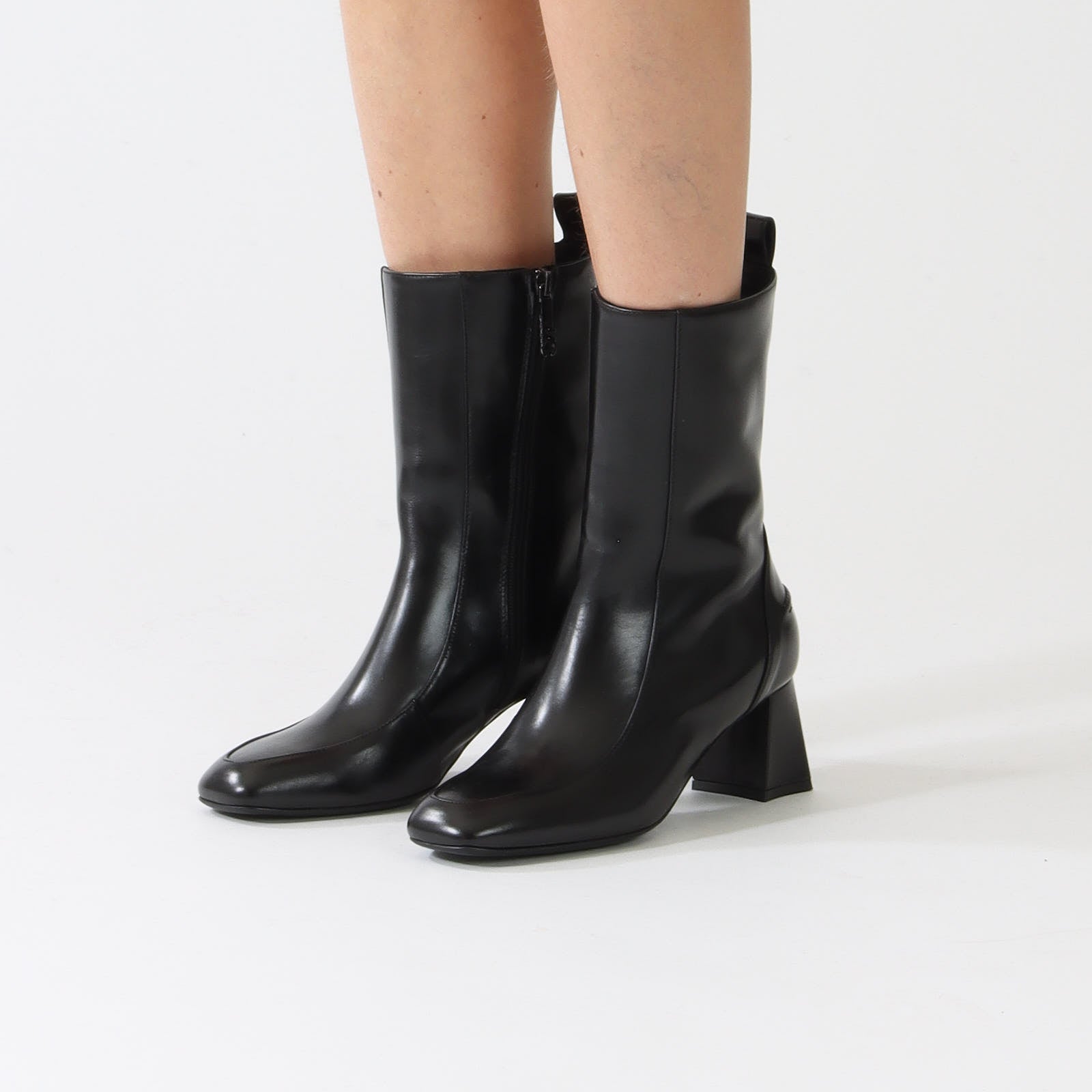 Black Leather Heeled Boots