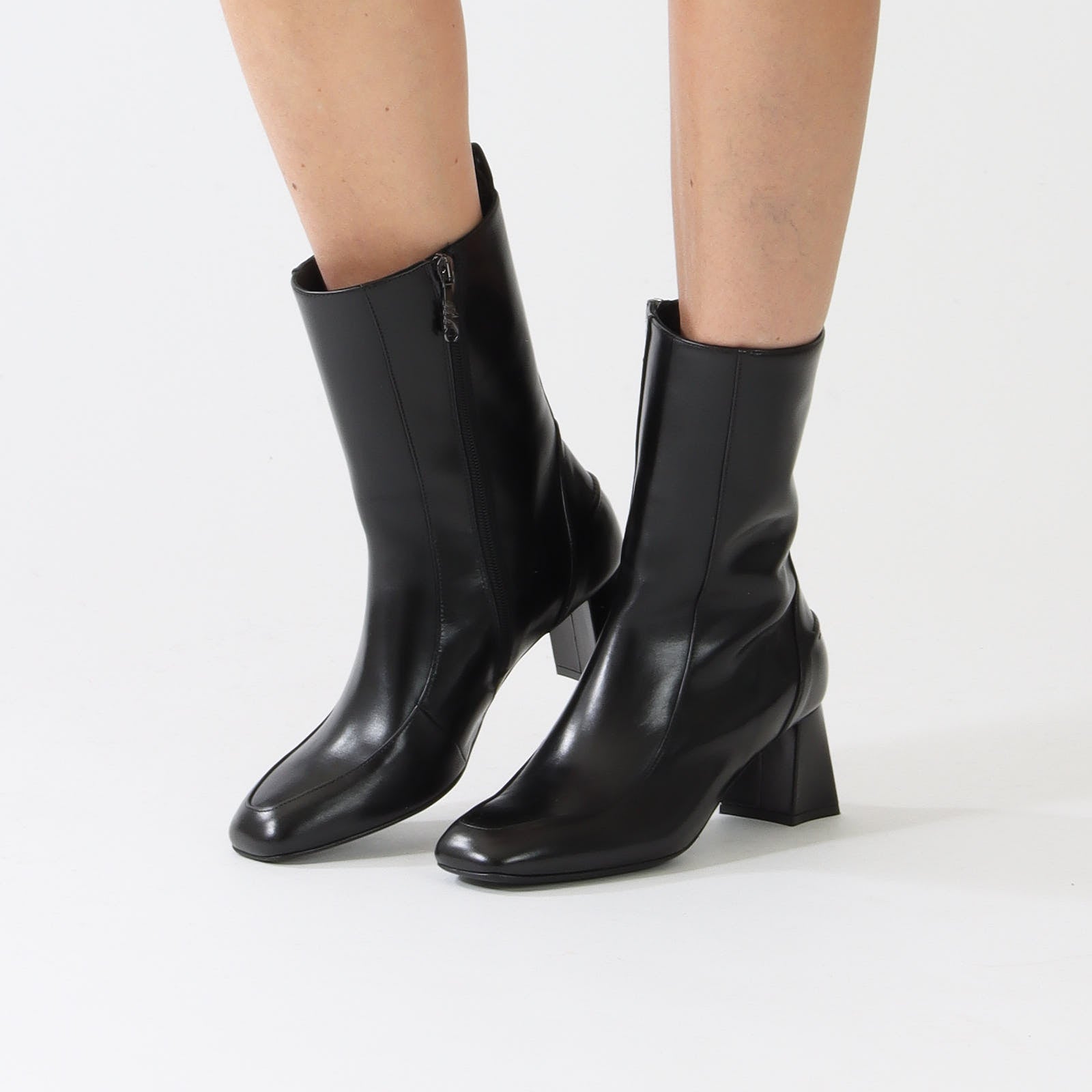 Black Leather Heeled Boots