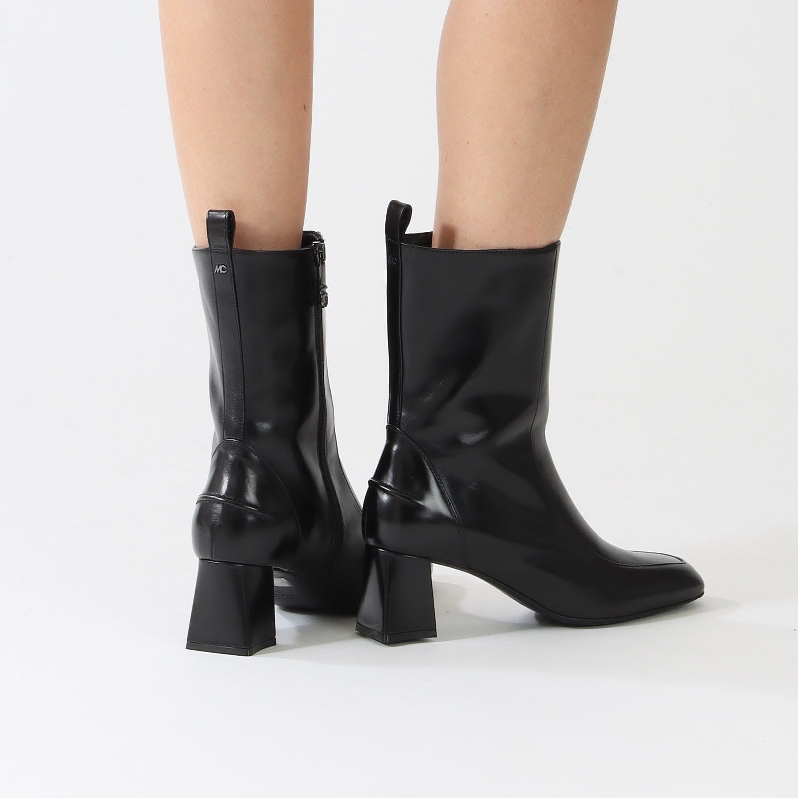 Black Leather Heeled Boots