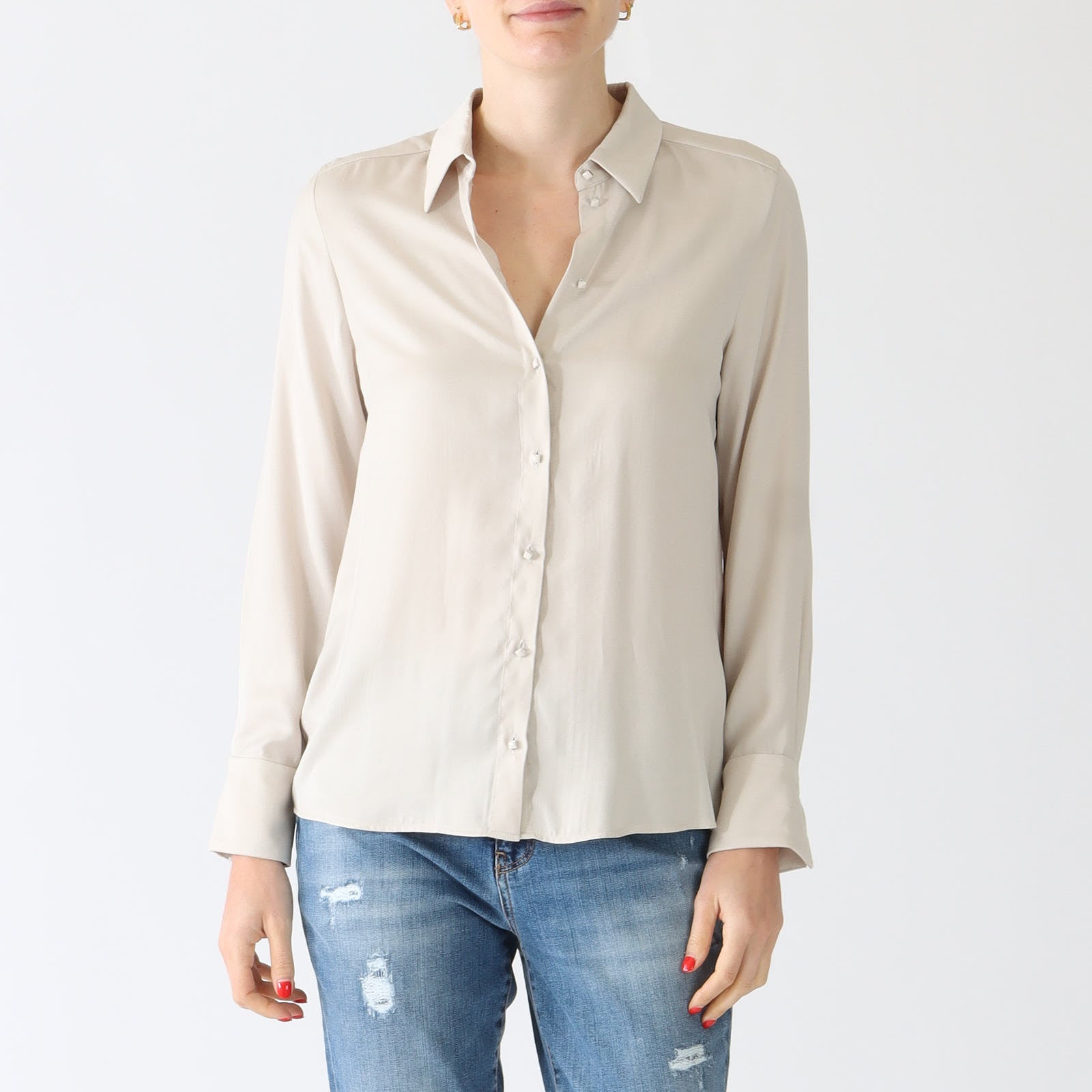 Deep Pearl Shirt With Square Buttons