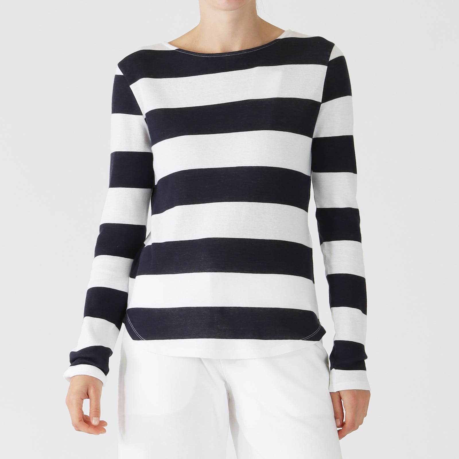 White & Navy Cashmix Stripe Sweater