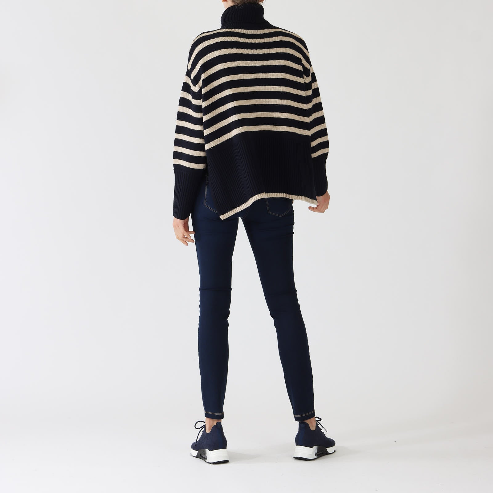 Castena Navy Stripe Roll Neck Sweater