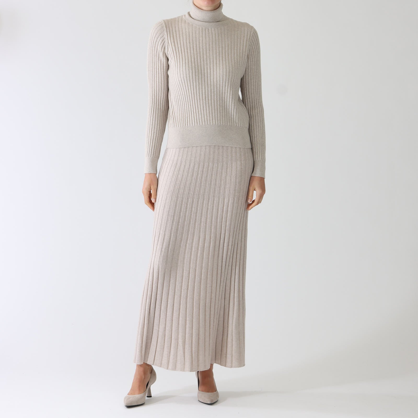 Sabbia Ribbed Cashmere Blend Maxi Skirt