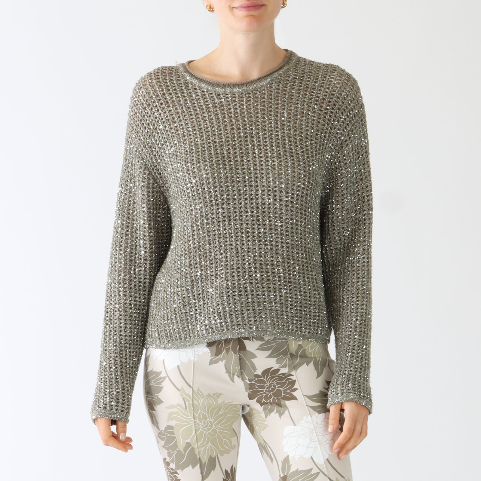 Sage Powder Sequin Knit Sweater