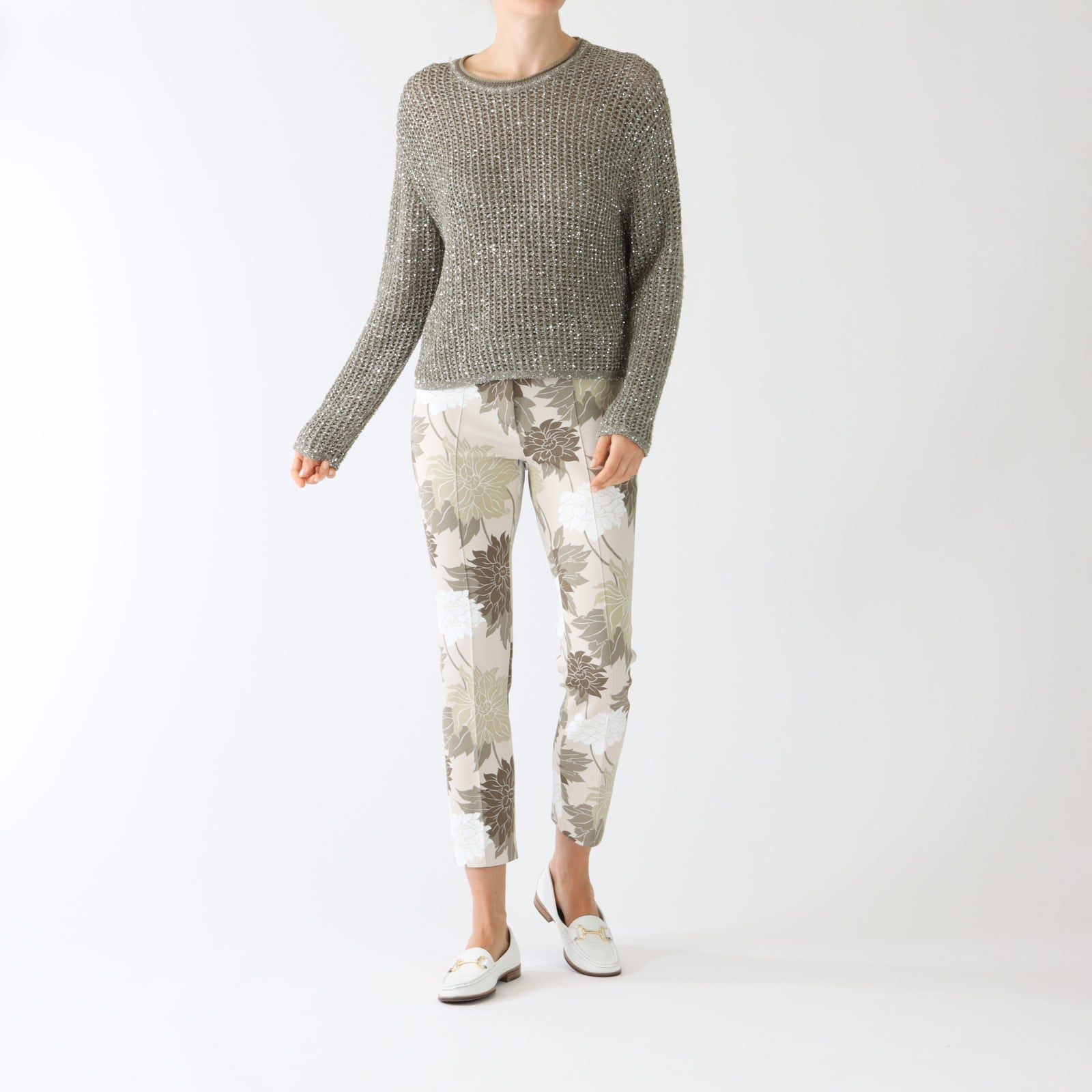 Sage Powder Sequin Knit Sweater