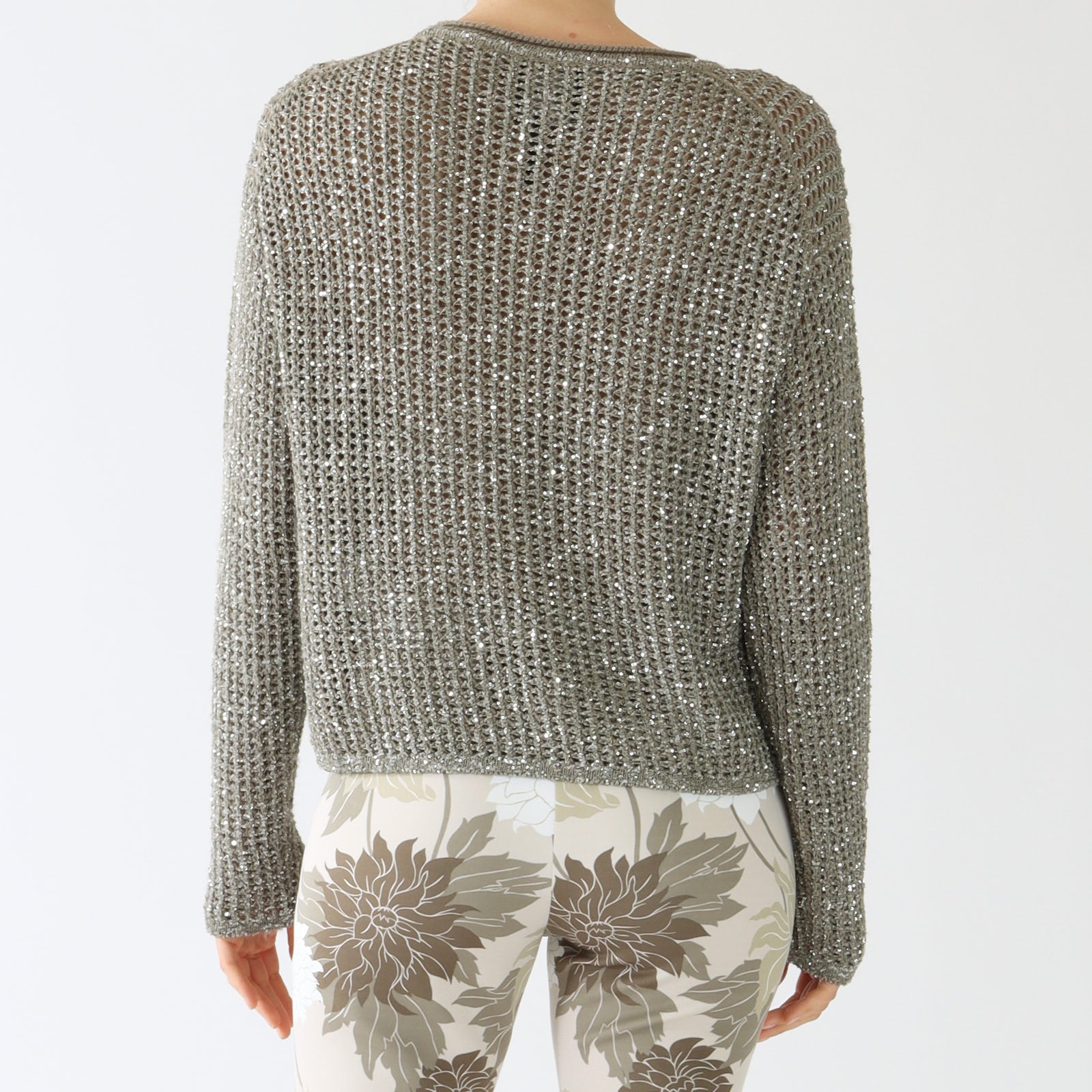 Sage Powder Sequin Knit Sweater