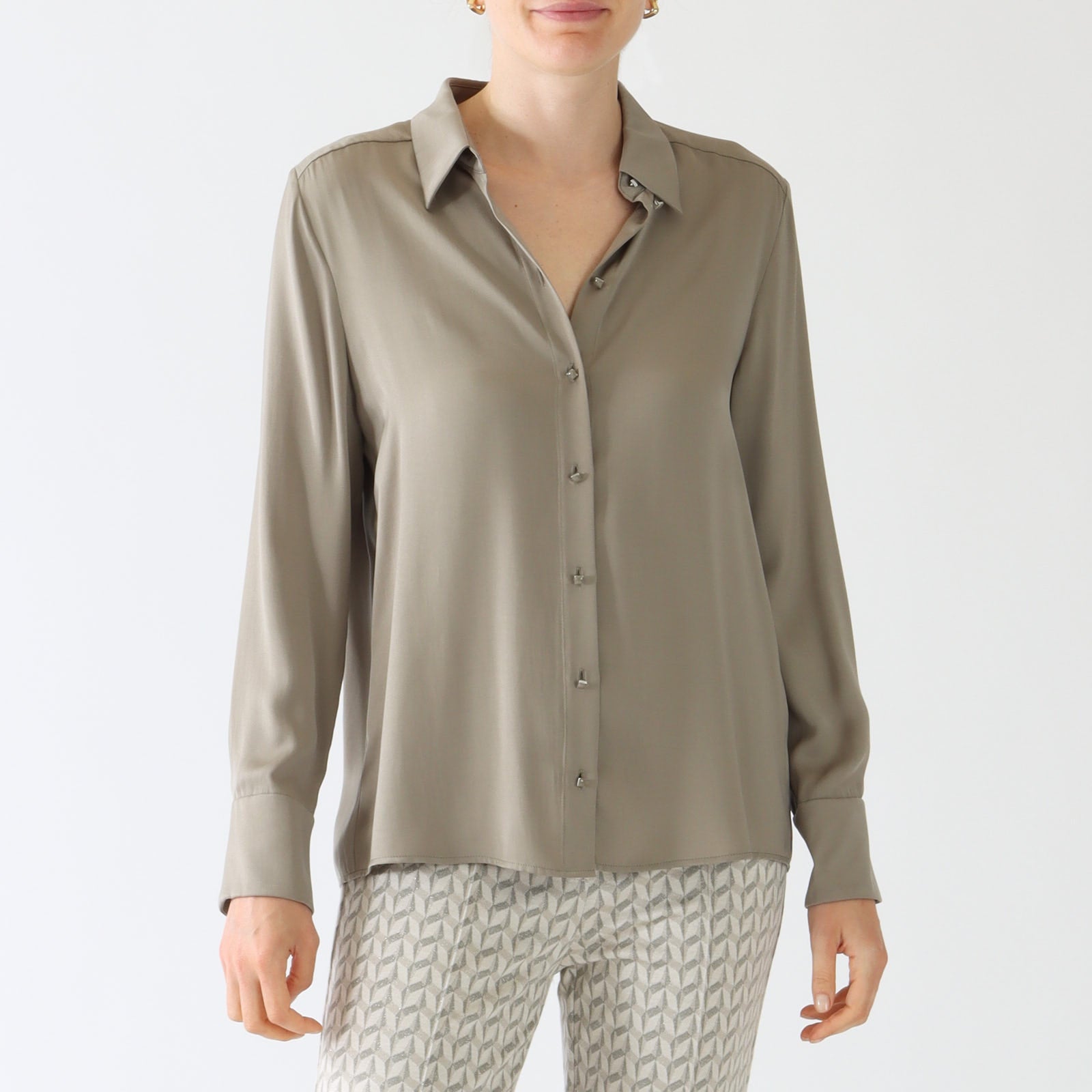 Sage Powder Shirt With Square Buttons