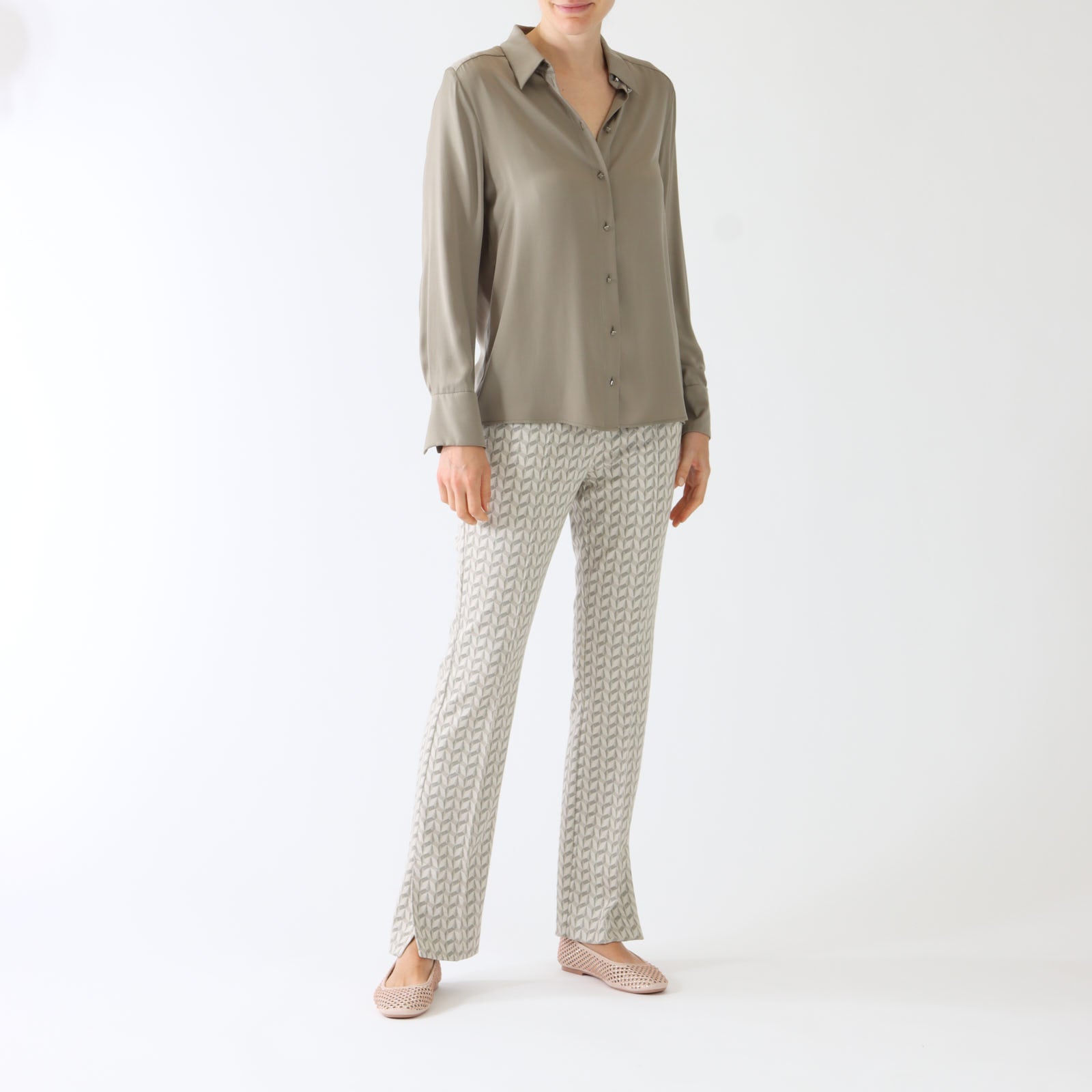 Sage Powder Shirt With Square Buttons