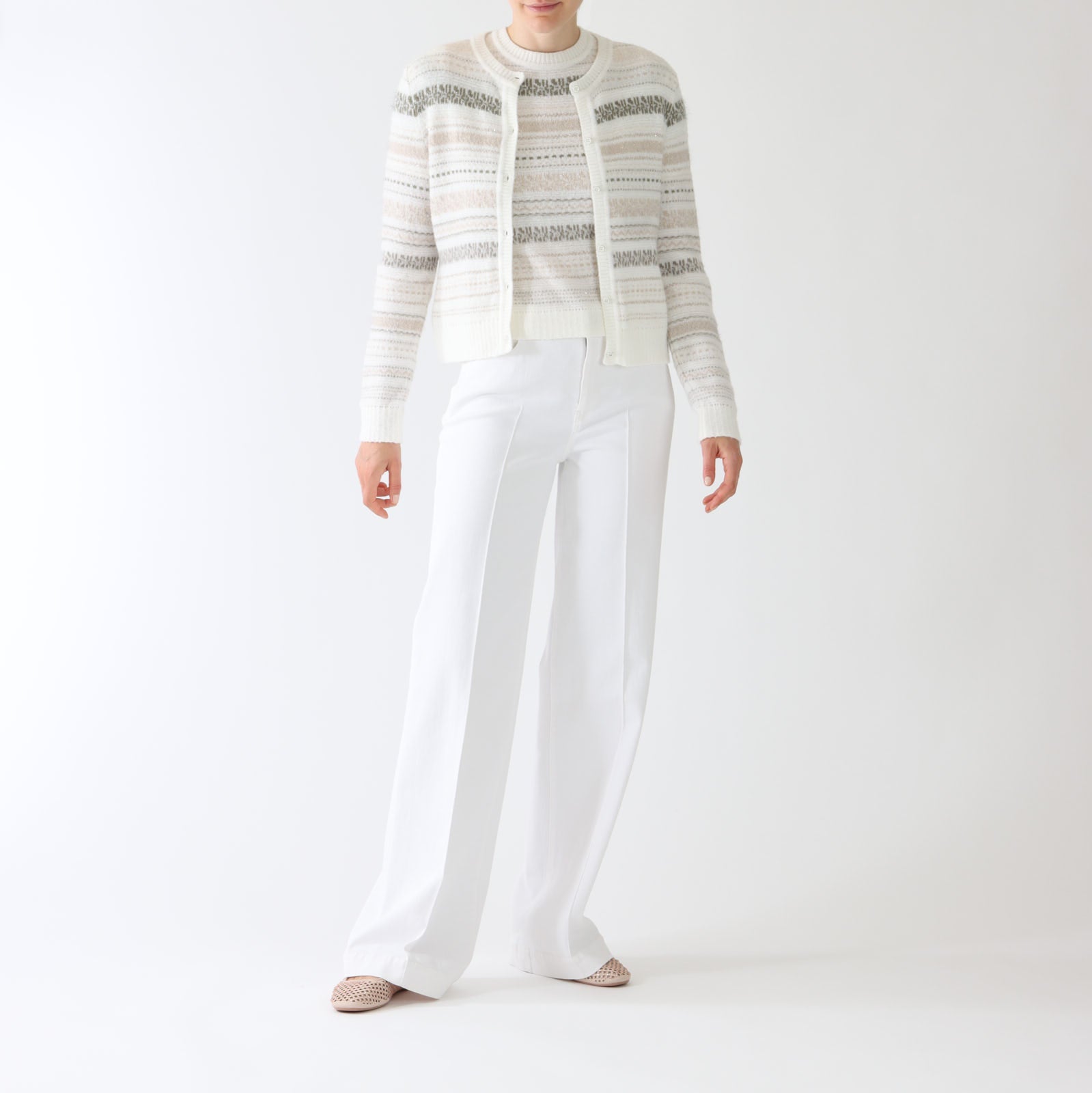 Sage Powder Striped Knit Cardigan